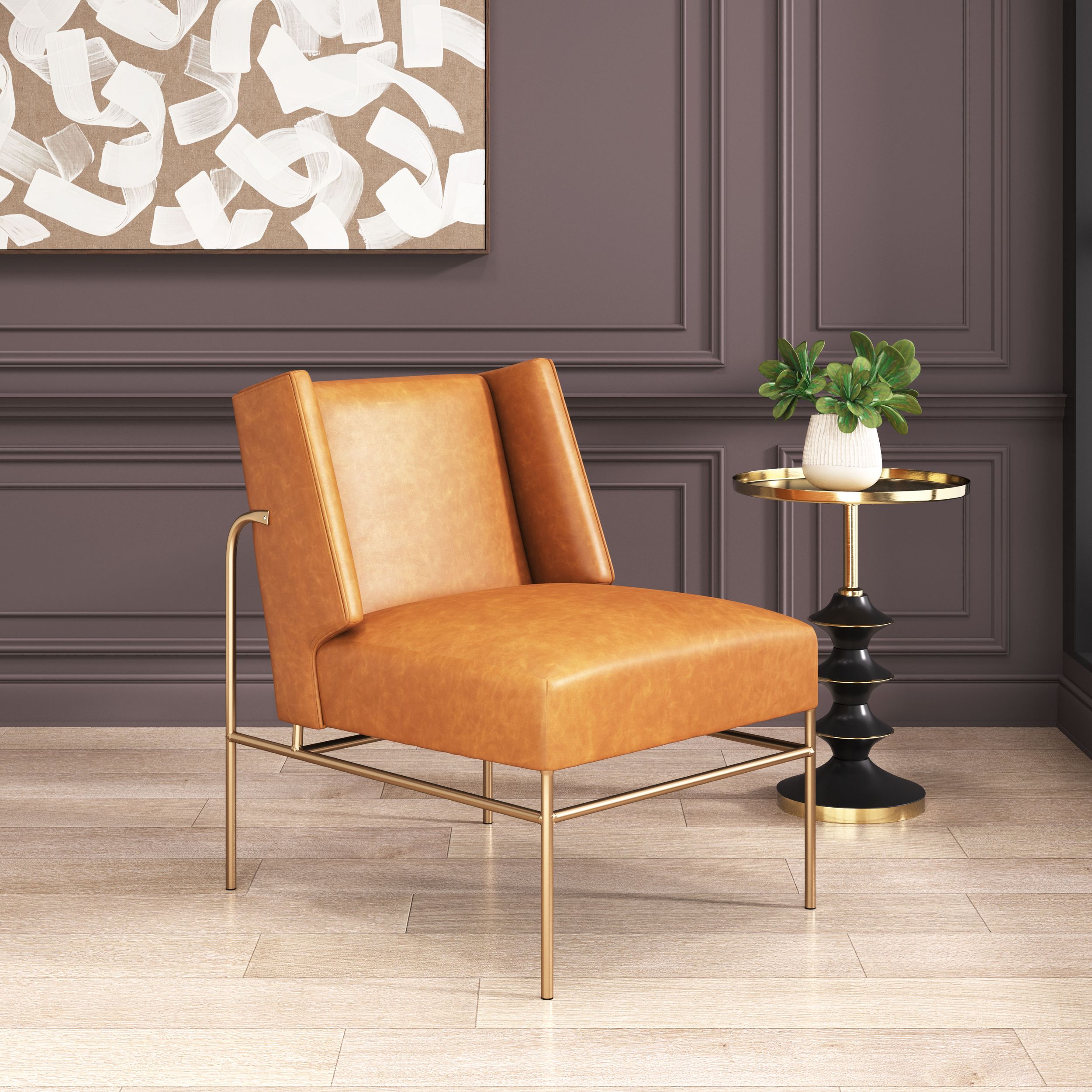 Atlanta Faux Leather/Steel Accent Chair