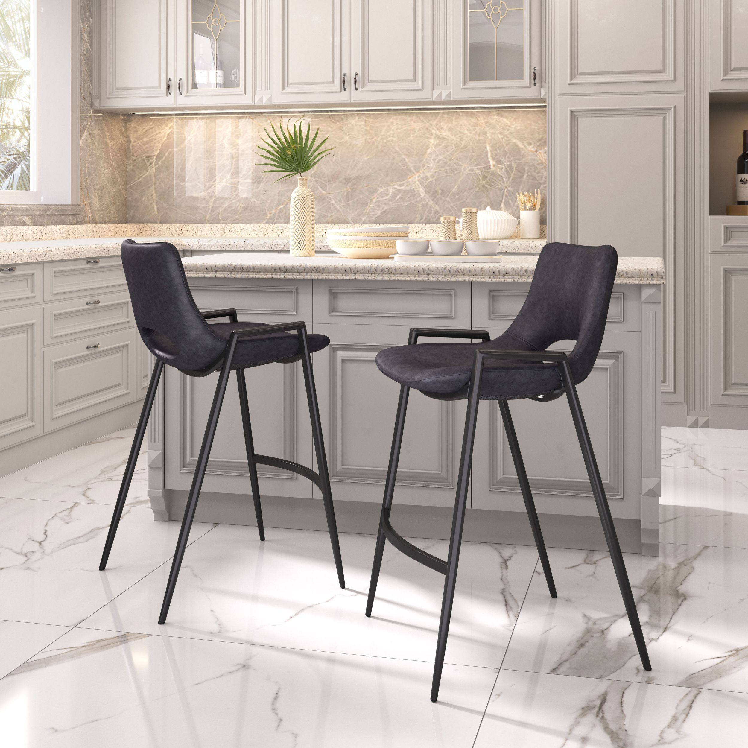 Desi Faux Leather/Steel Counter Stool