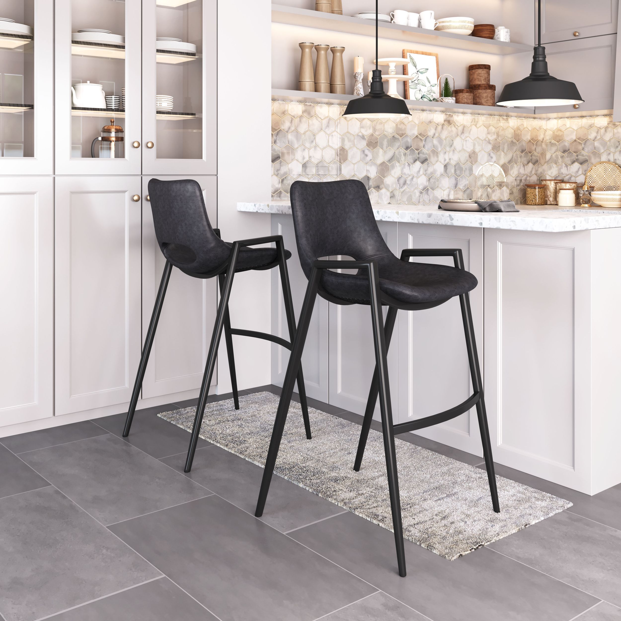 Desi Faux Leather/Steel Barstool