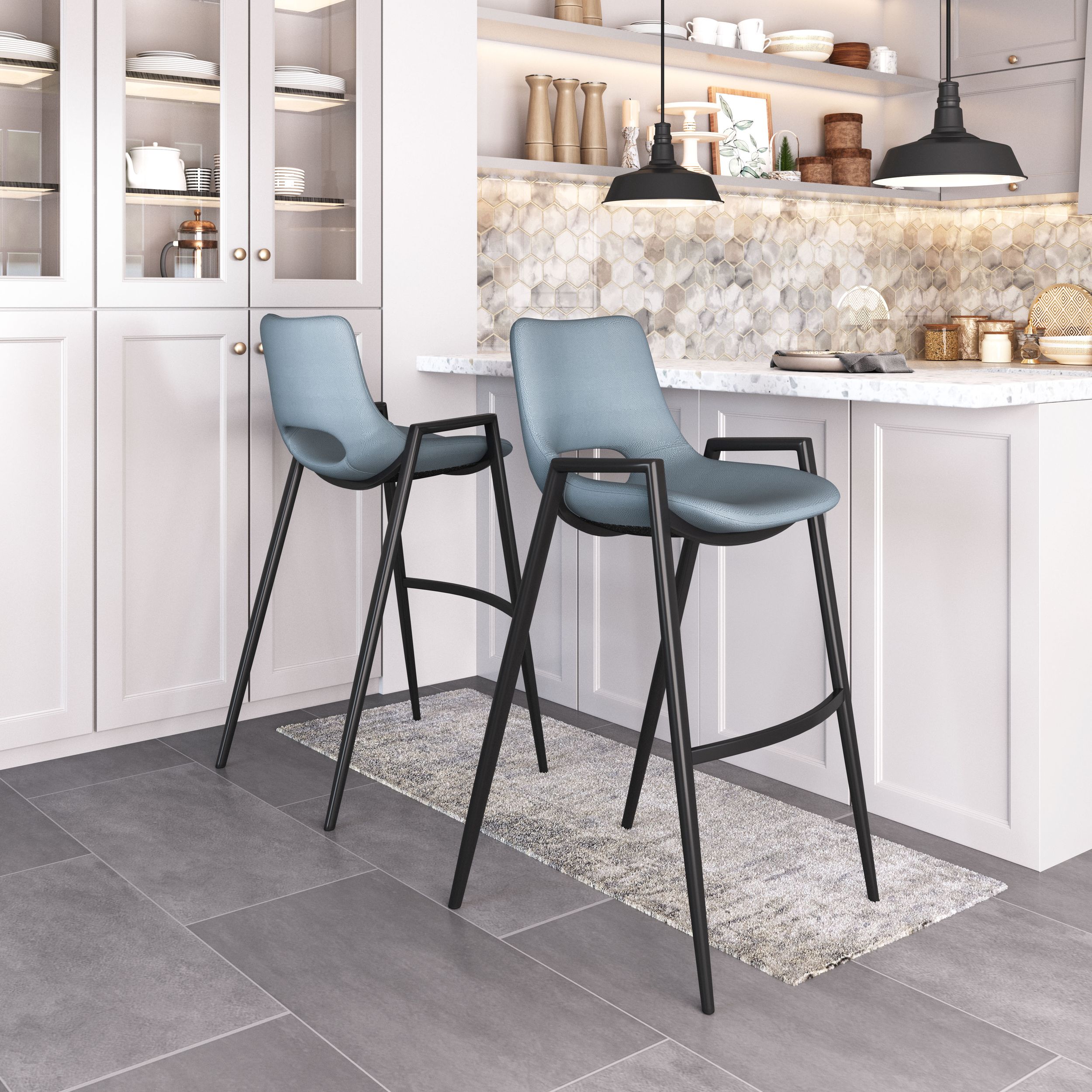 Desi Faux Leather/Steel Barstool