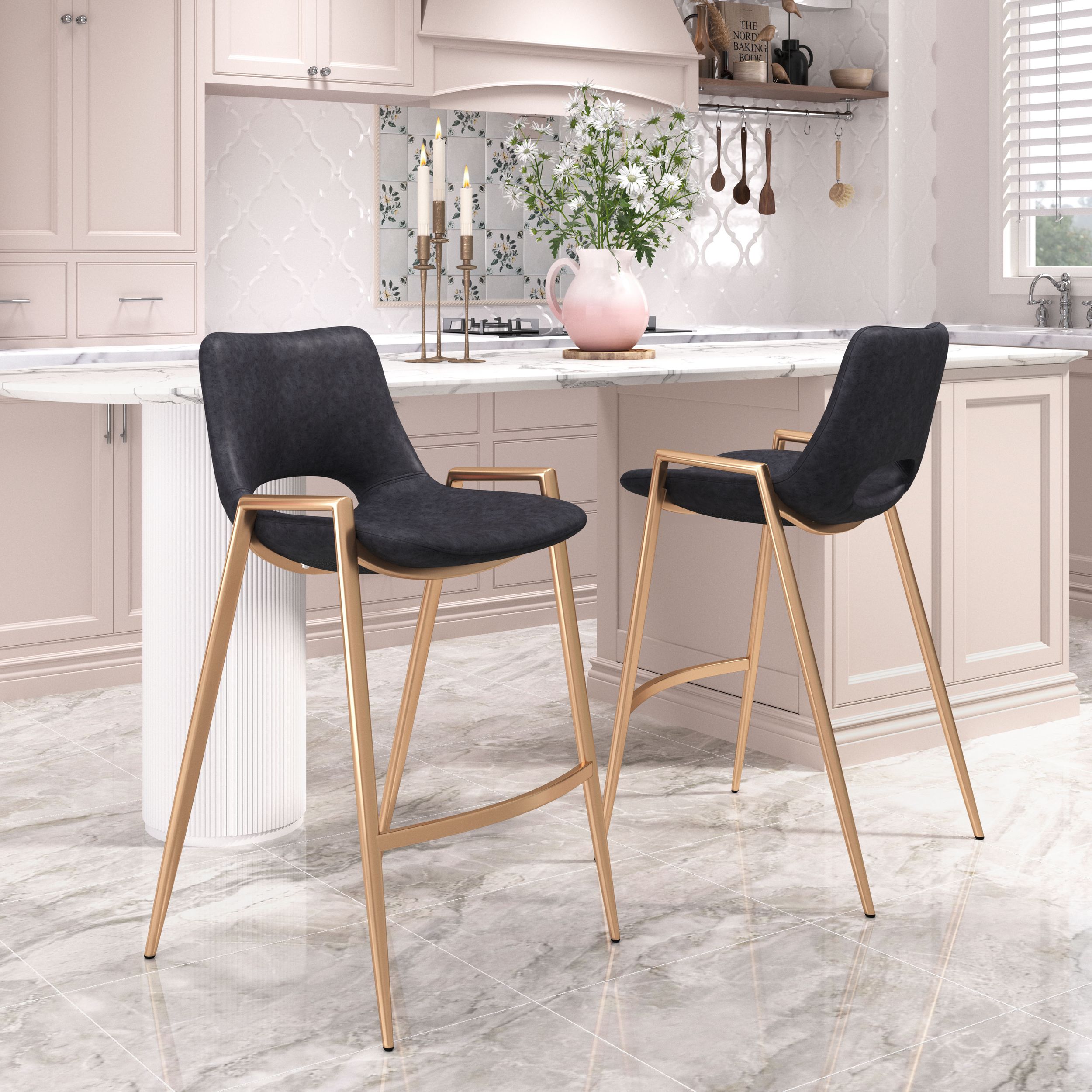 Desi Faux Leather/Steel Counter Stool