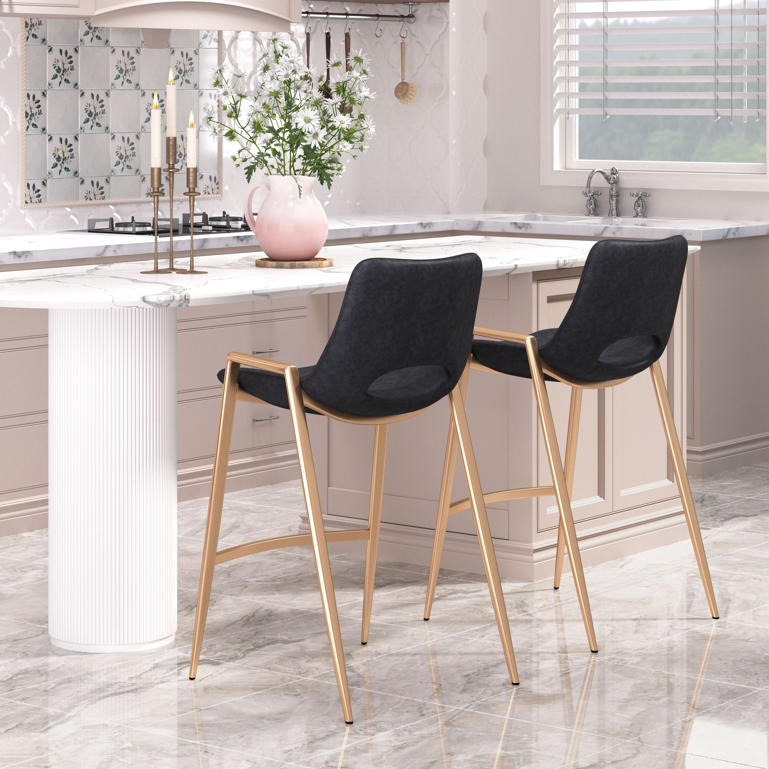 Desi Faux Leather/Steel Counter Stool