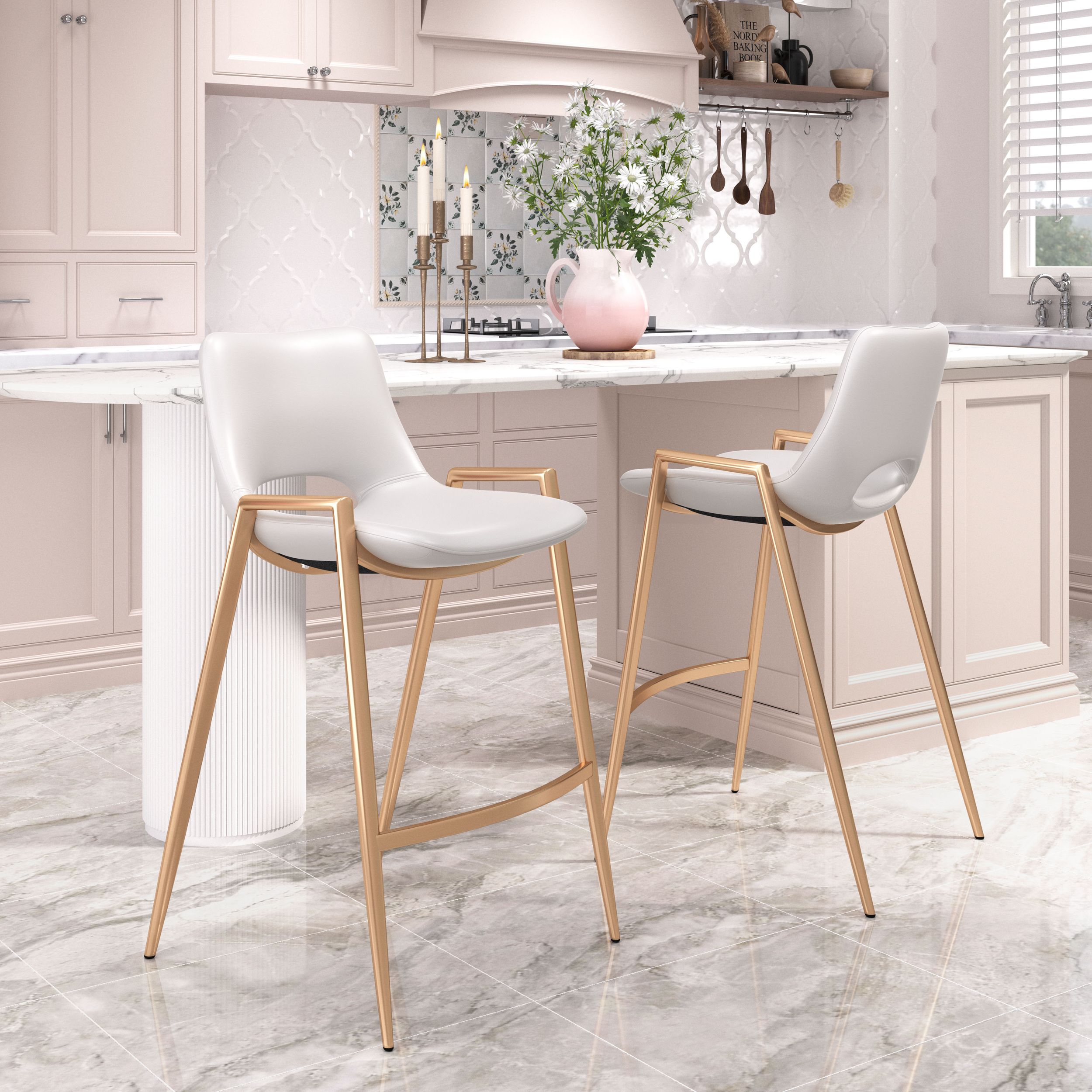 Desi Faux Leather/Steel Counter Stool