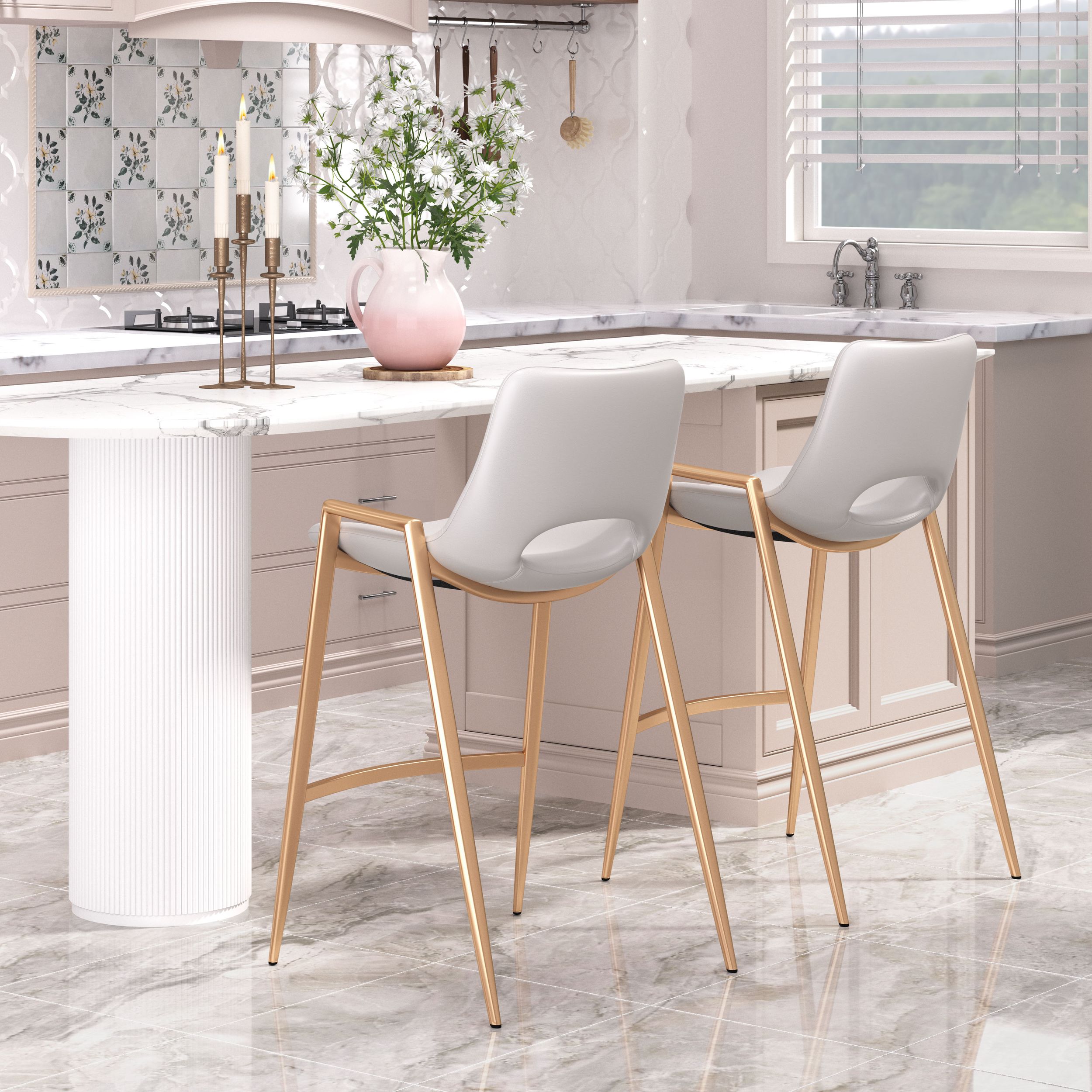 Desi Faux Leather/Steel Counter Stool