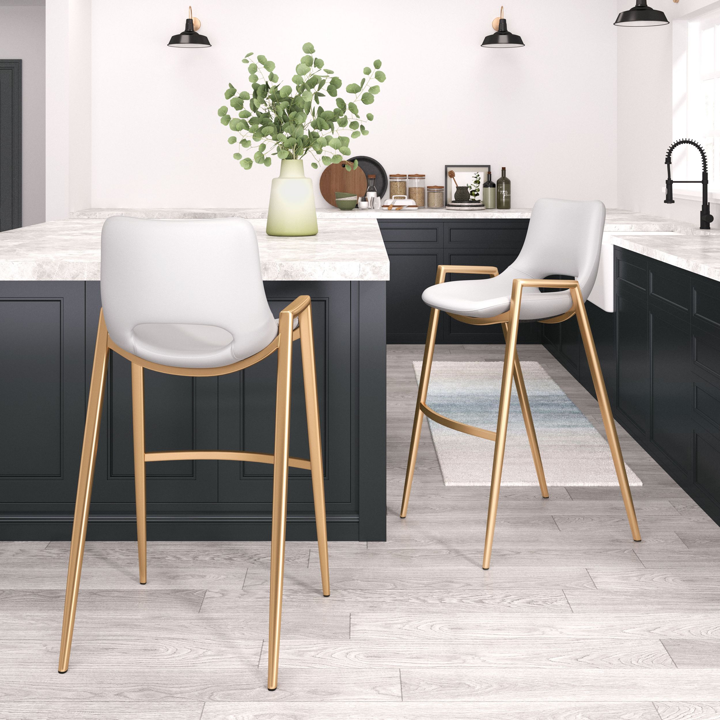 Desi Faux Leather/Steel Barstool