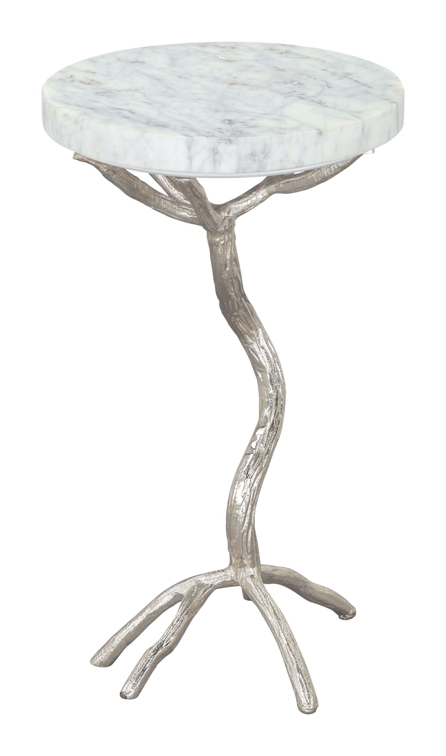 Joel Round Marble/Aluminum Side Table Silver