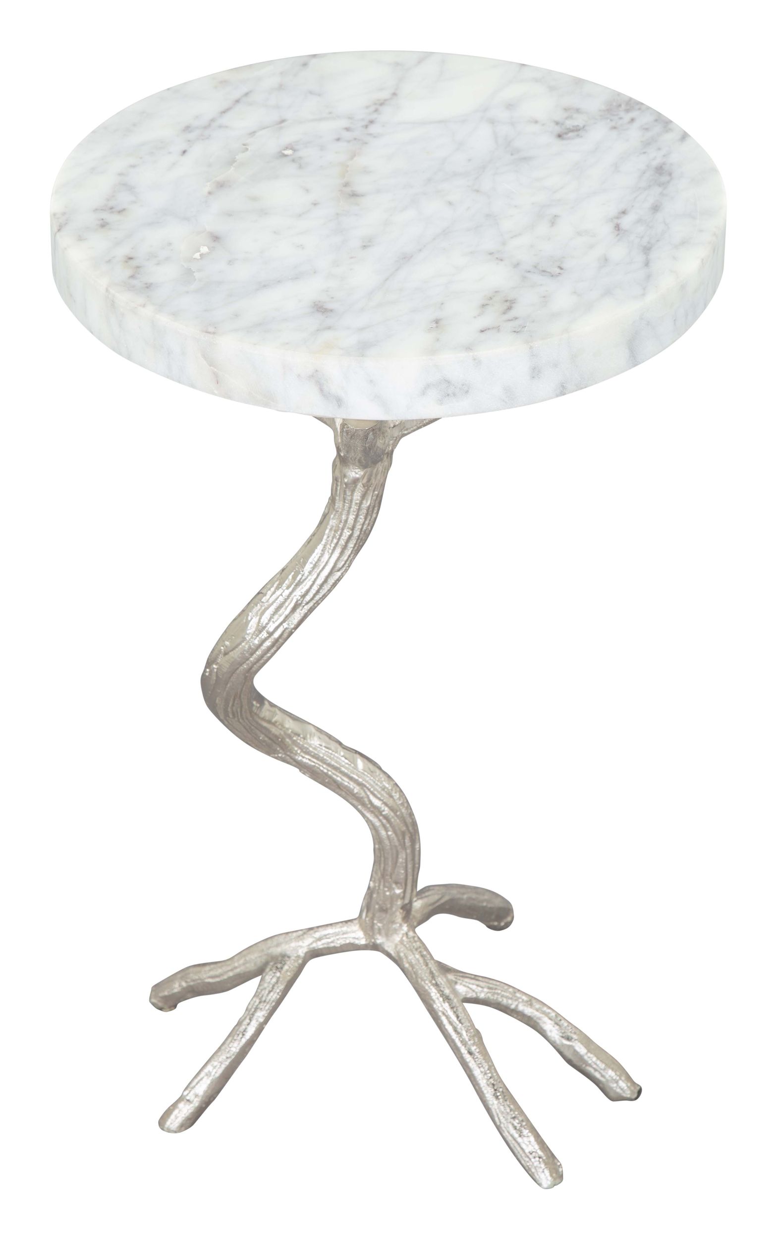 Joel Round Marble/Aluminum Side Table Silver