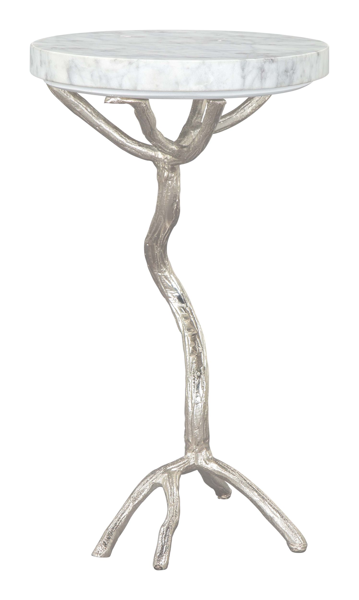 Joel Round Marble/Aluminum Side Table Silver