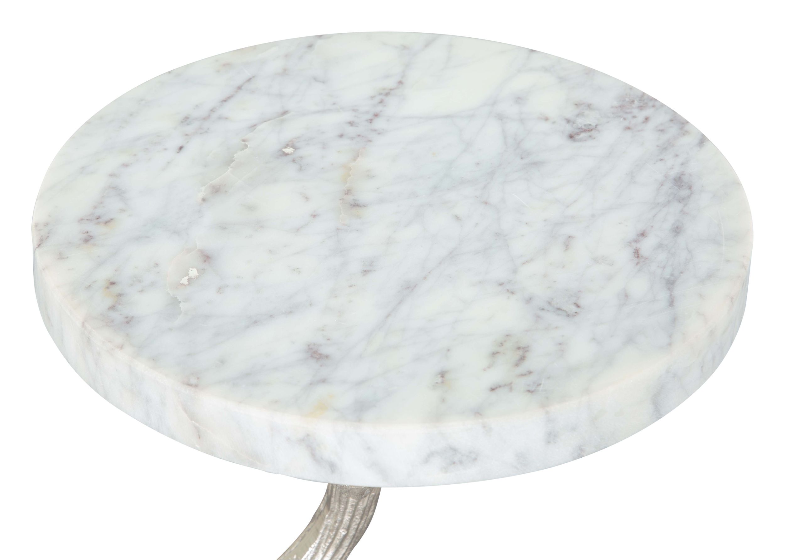 Joel Round Marble/Aluminum Side Table Silver