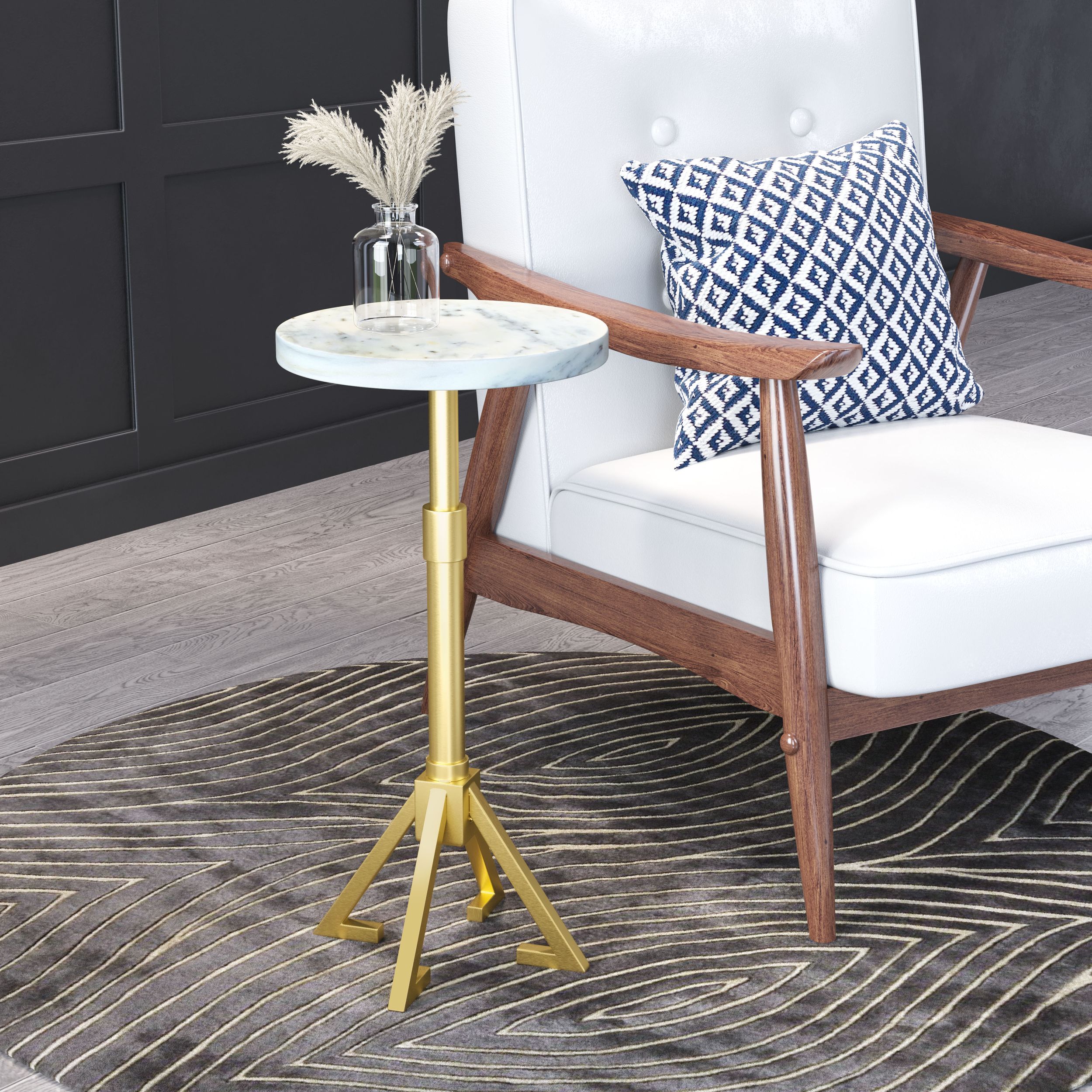 Maurice Round Marble/Iron Side Table