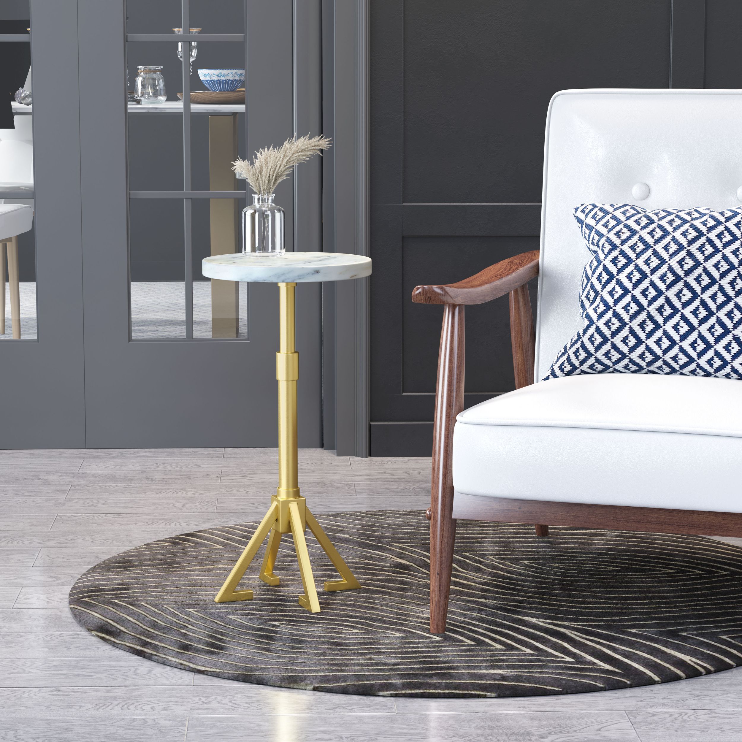 Maurice Round Marble/Iron Side Table