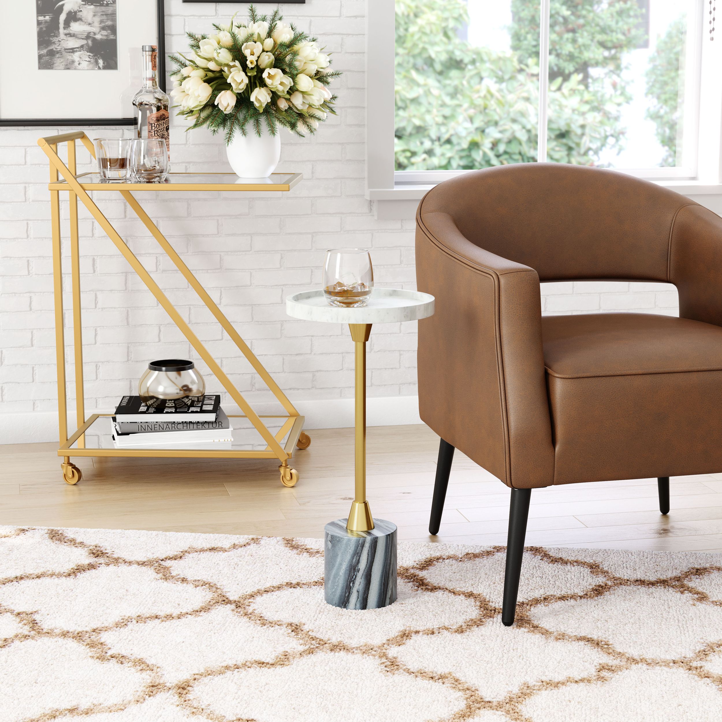 Johan Round Marble/Iron Side Table