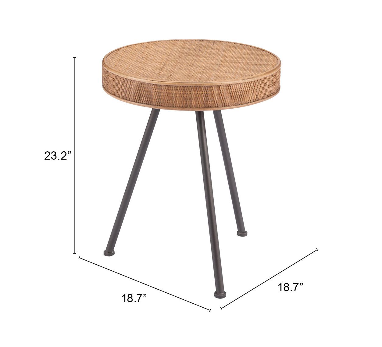 Stuart Round Syntethic Rattan/Steel Side Table