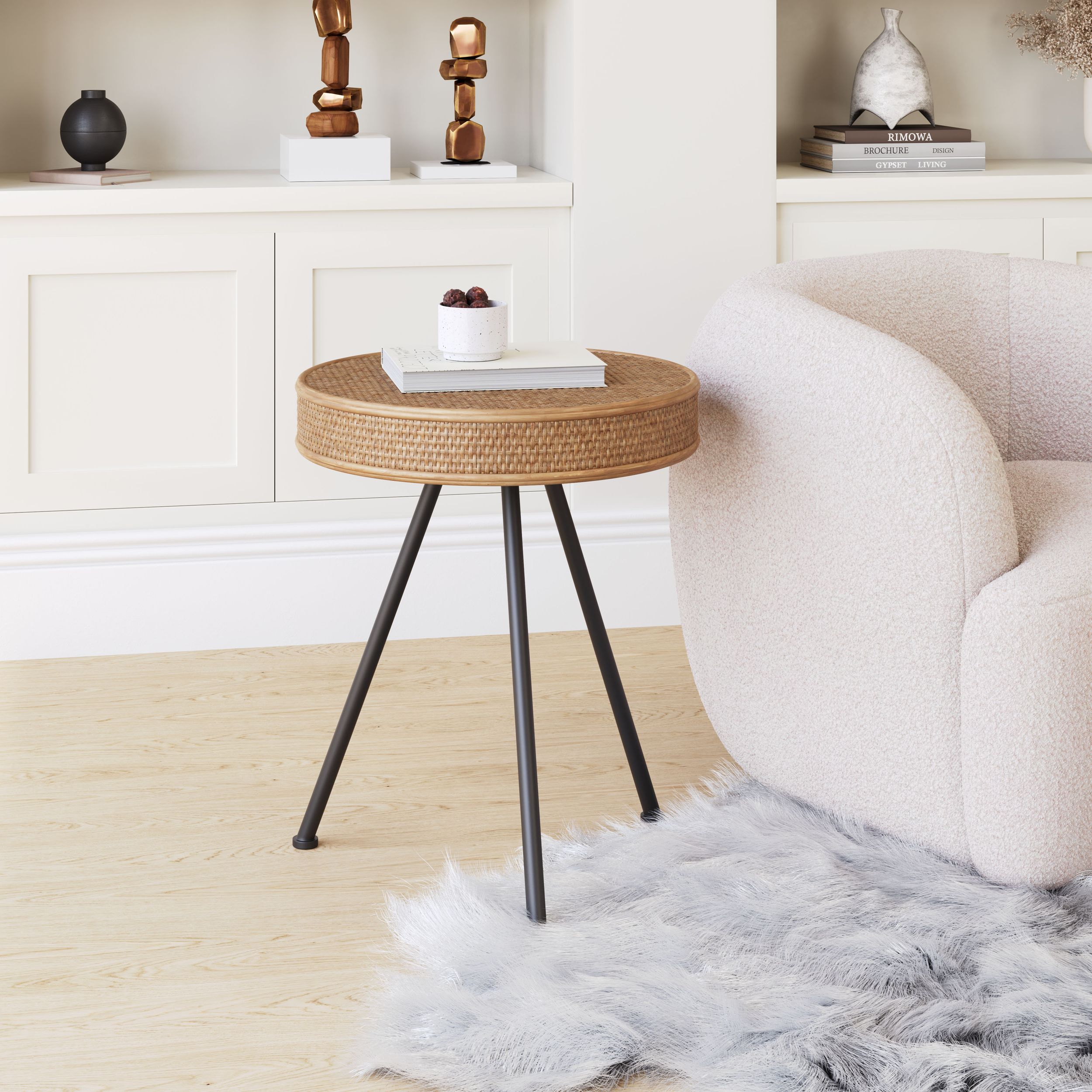 Stuart Round Syntethic Rattan/Steel Side Table