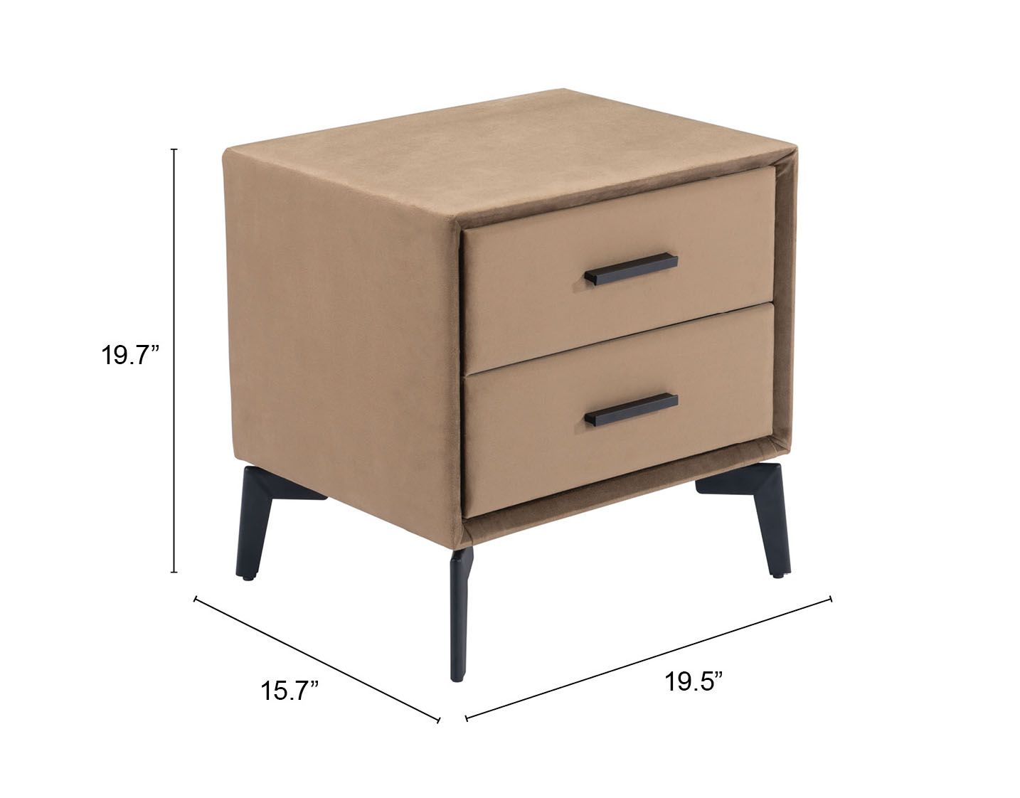 Montana Rectangular Velvet Side Table w/2 Drawers