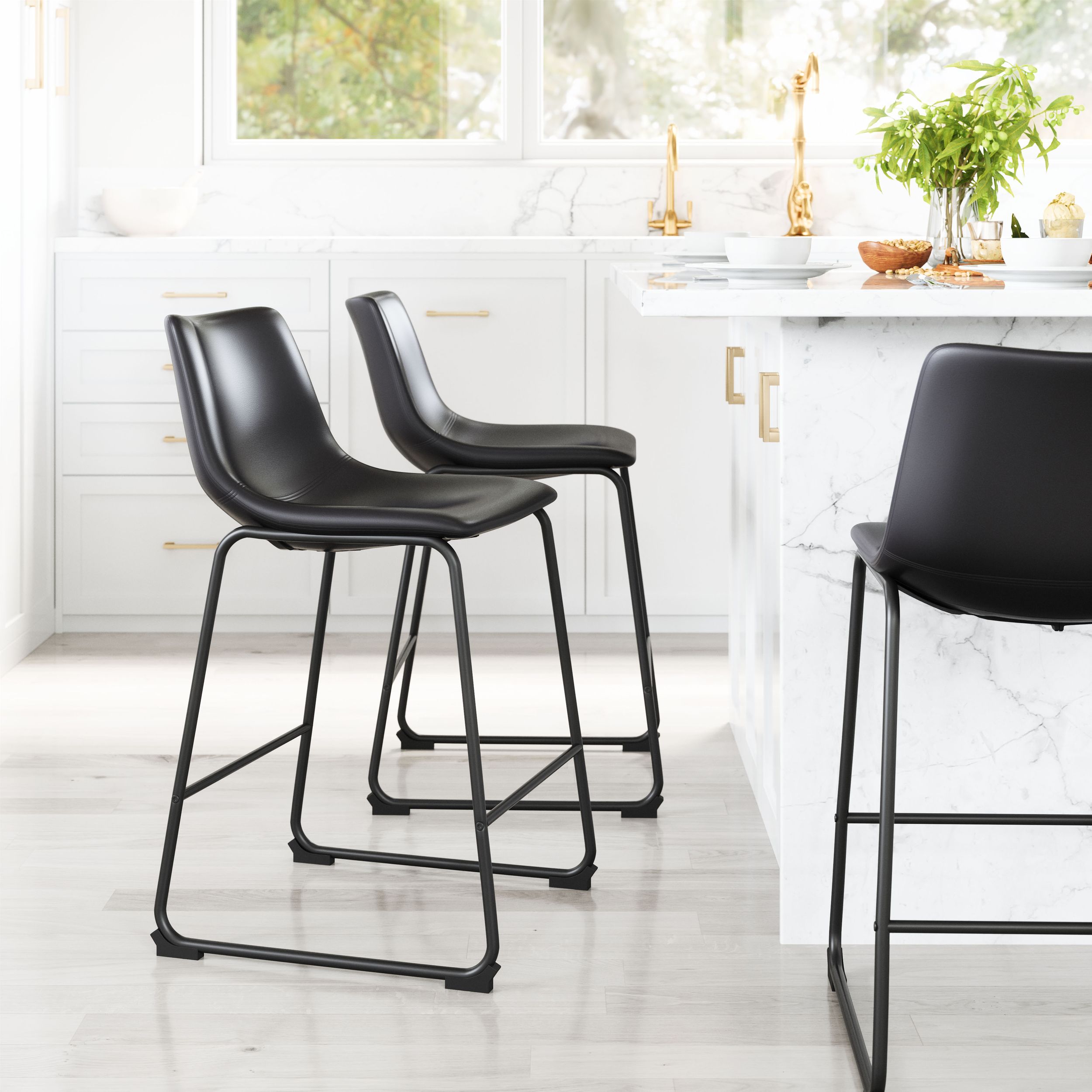Smart Faux Leather/Steel Counter Stool