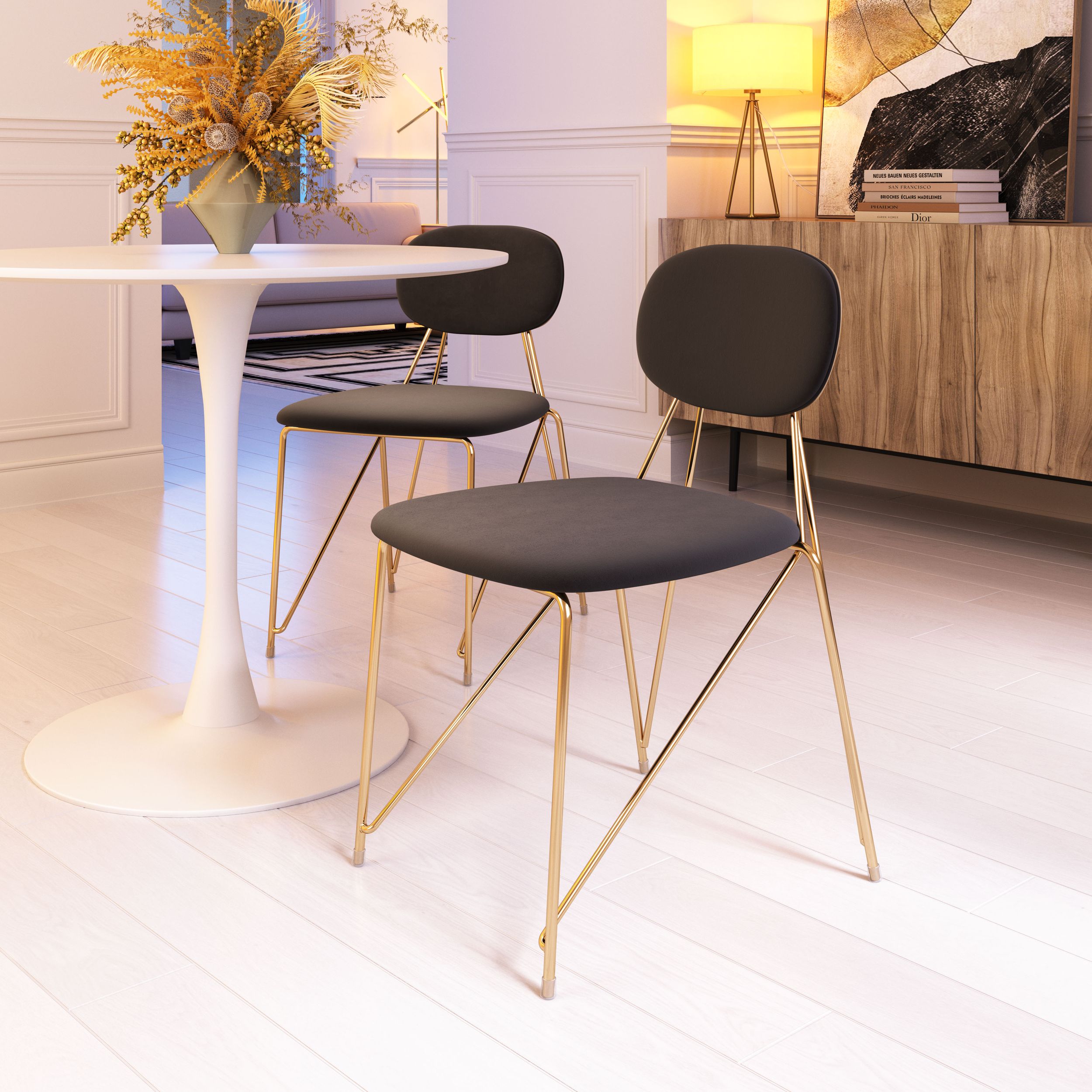 Georges Velvet/Steel Dining Chair