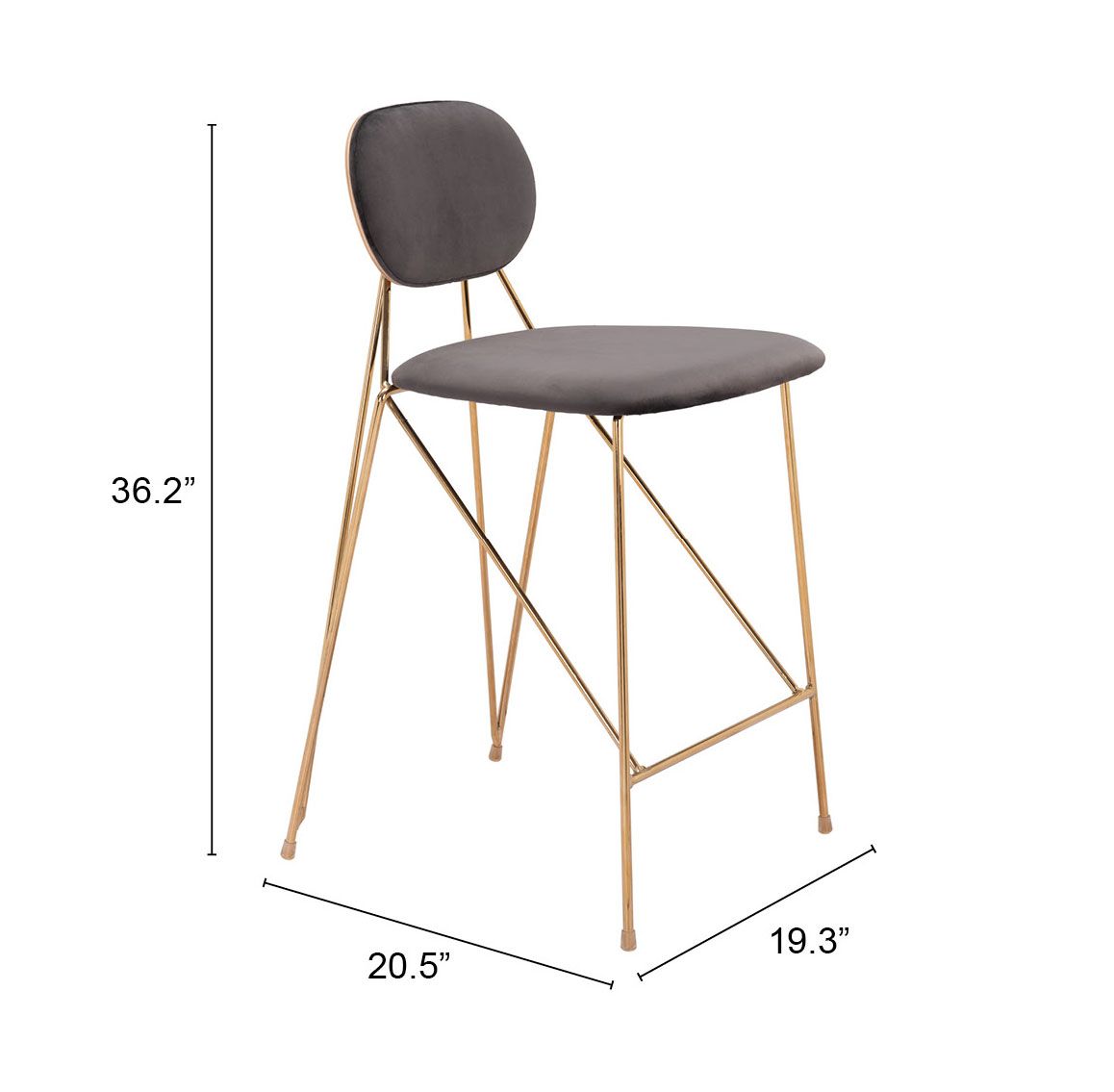 Georges Velvet/Steel Counter Stool