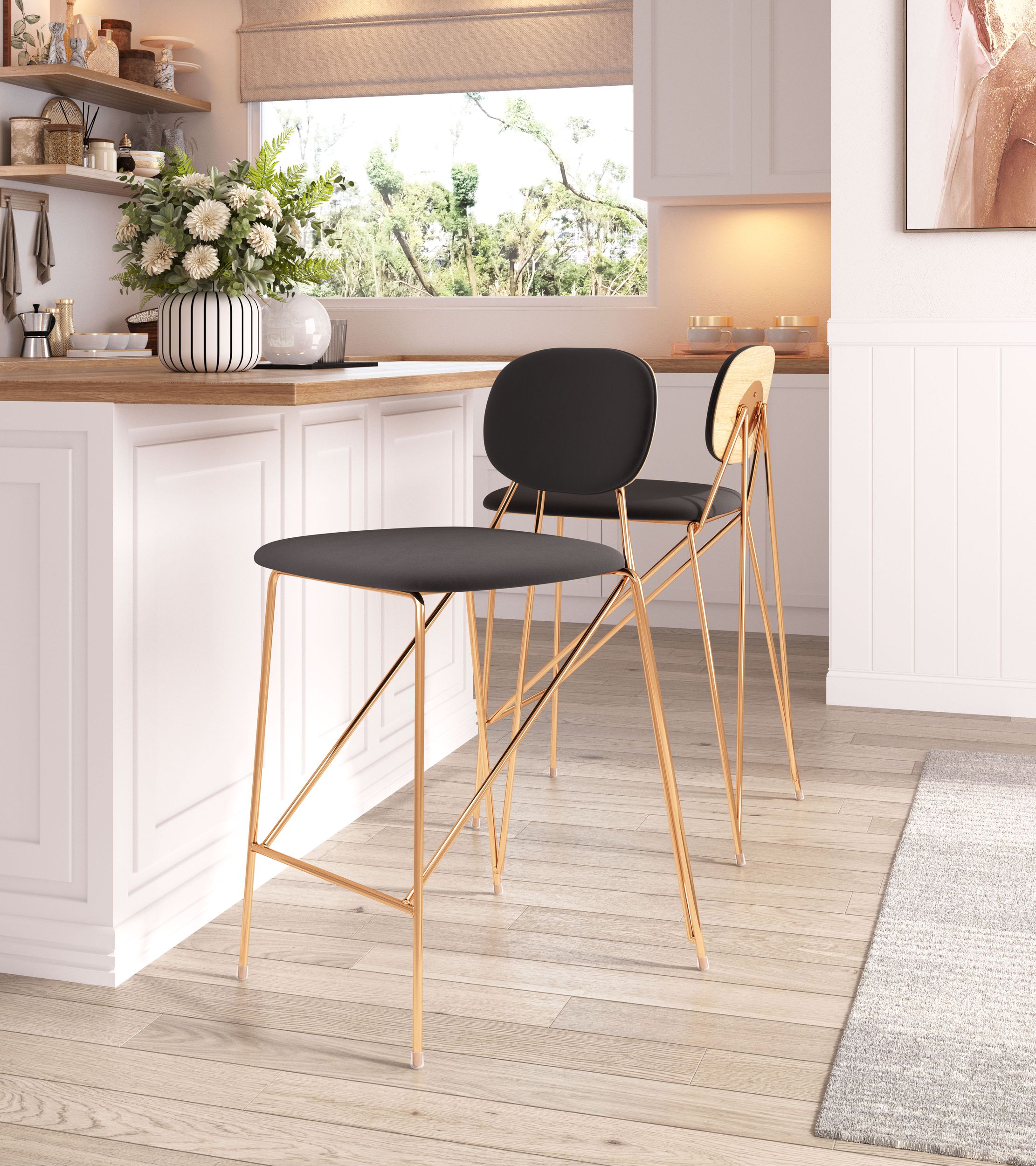 Georges Velvet/Steel Counter Stool