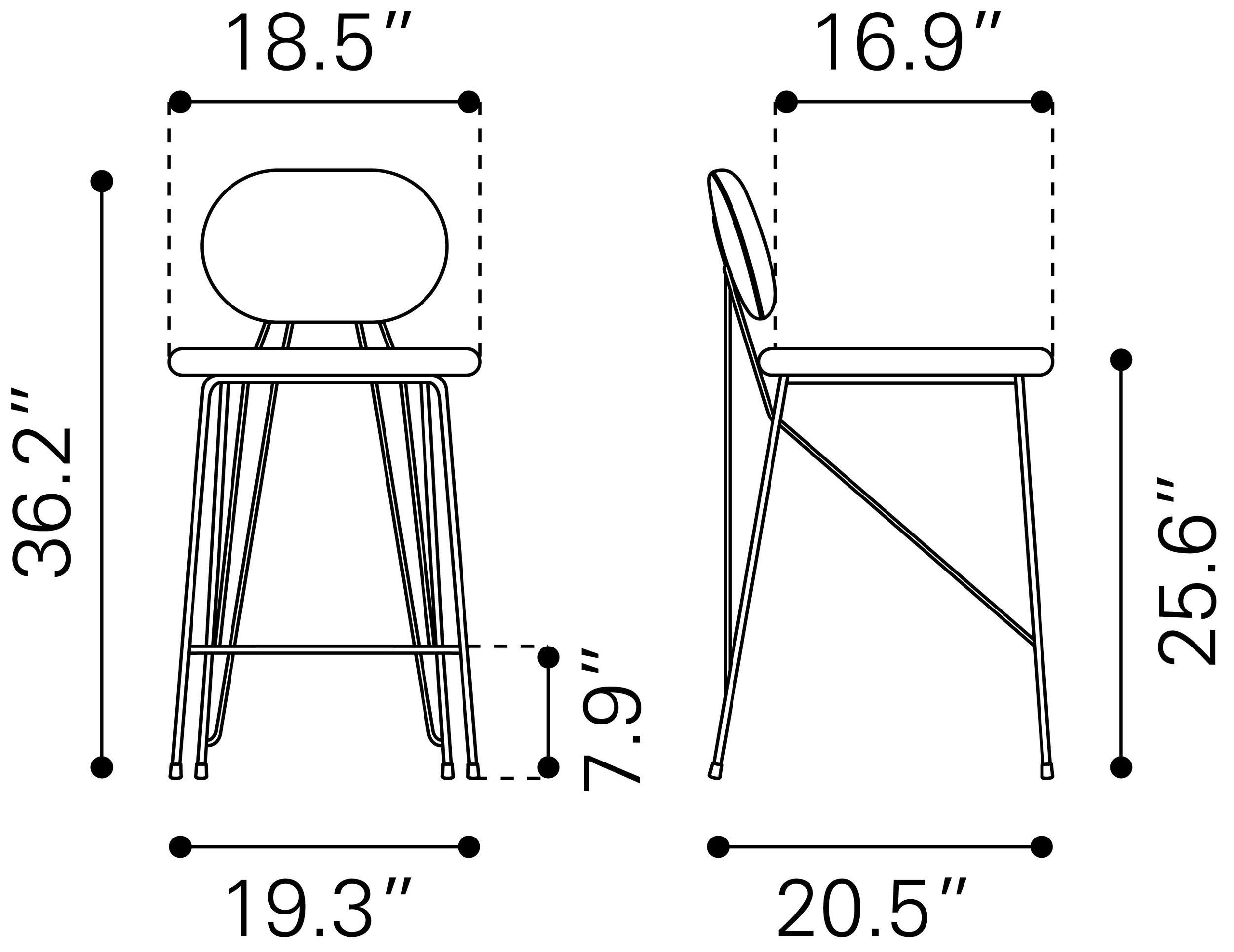 Georges Velvet/Steel Counter Stool