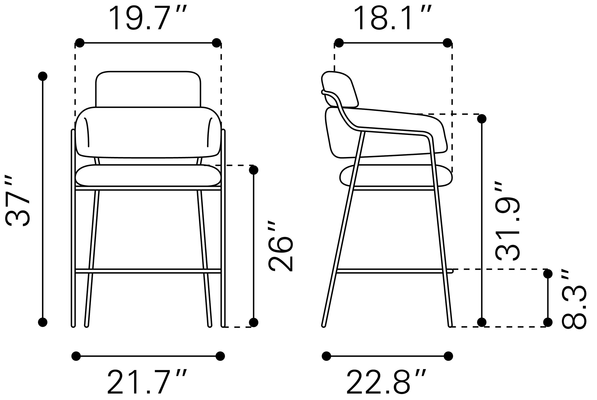 Marcel Polyester/Steel Counter Stool