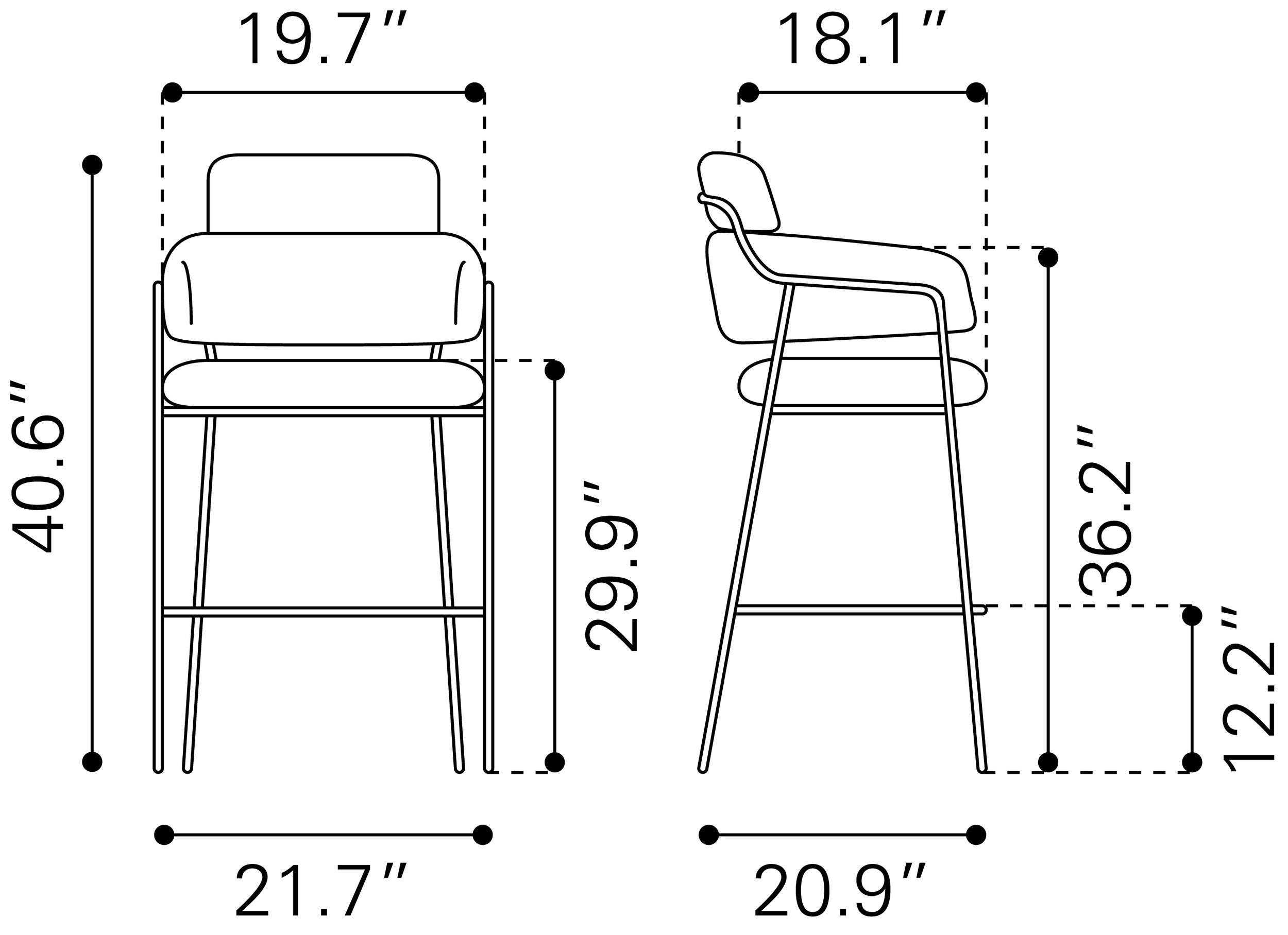 Marcel Polyester/Steel Barstool