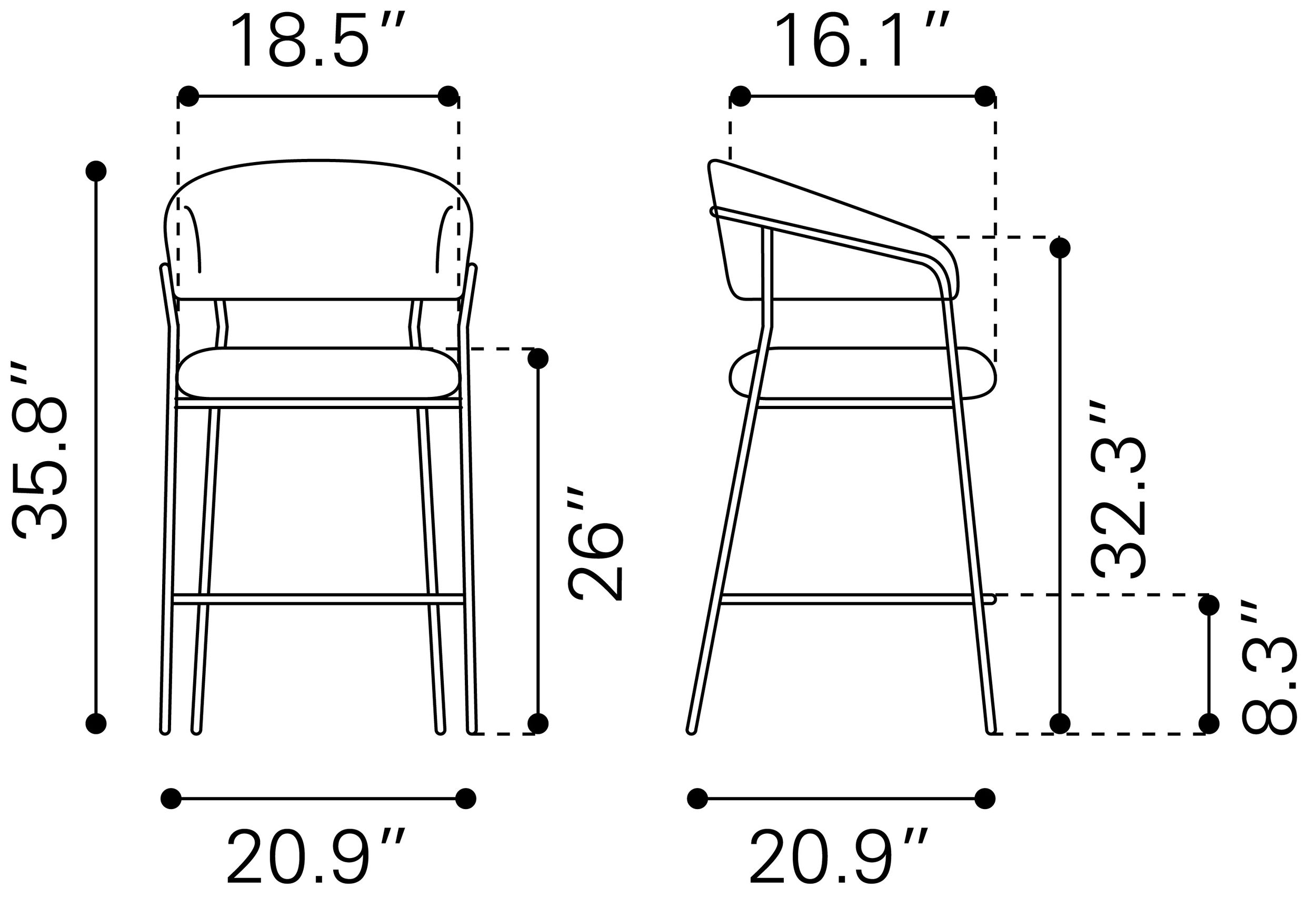Josephine Polyester/Steel Counter Stool