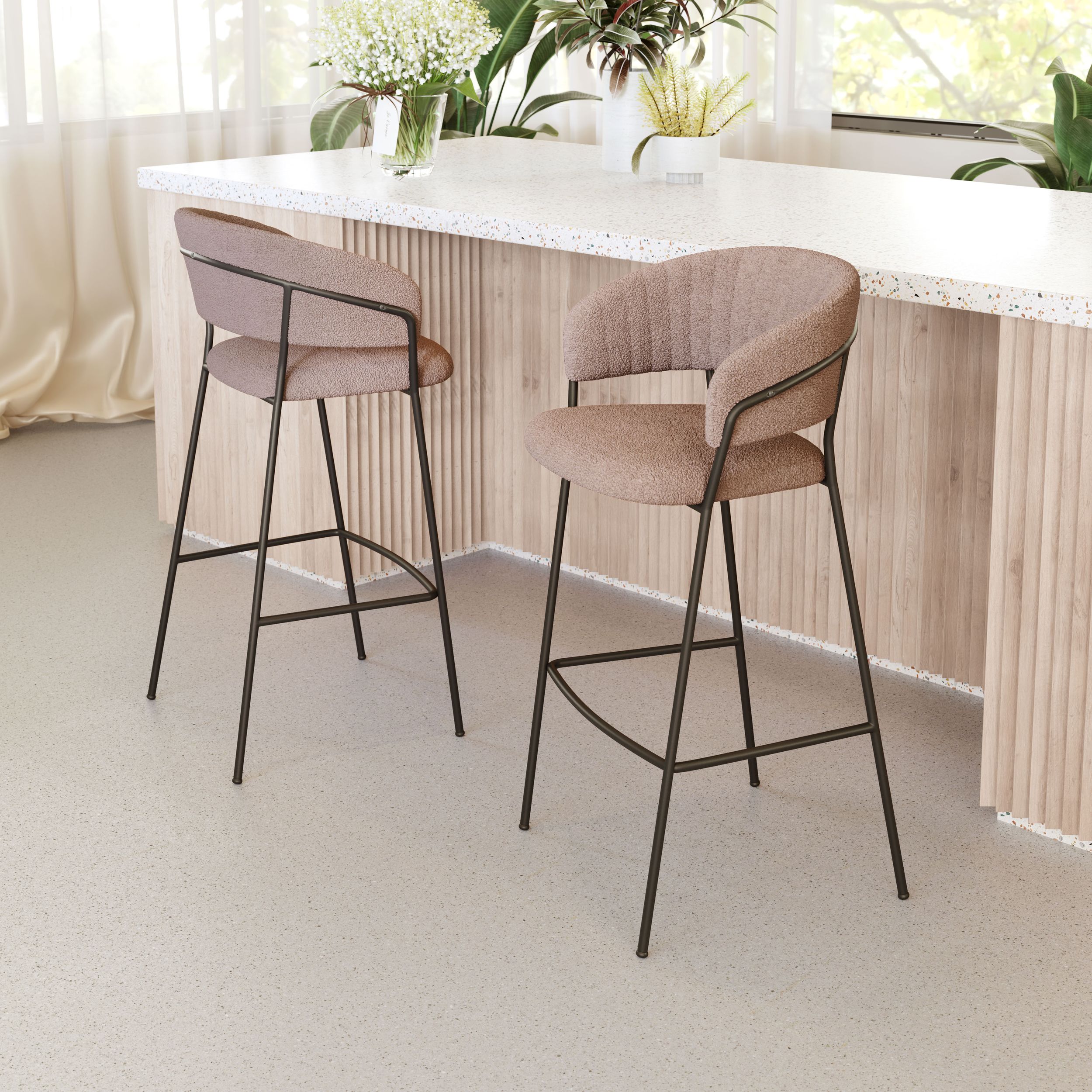 Josephine Polyester/Steel Barstool
