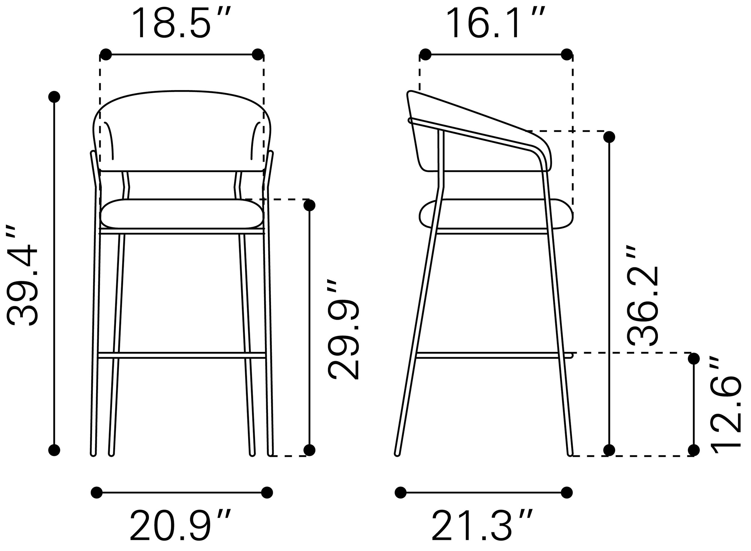 Josephine Polyester/Steel Barstool
