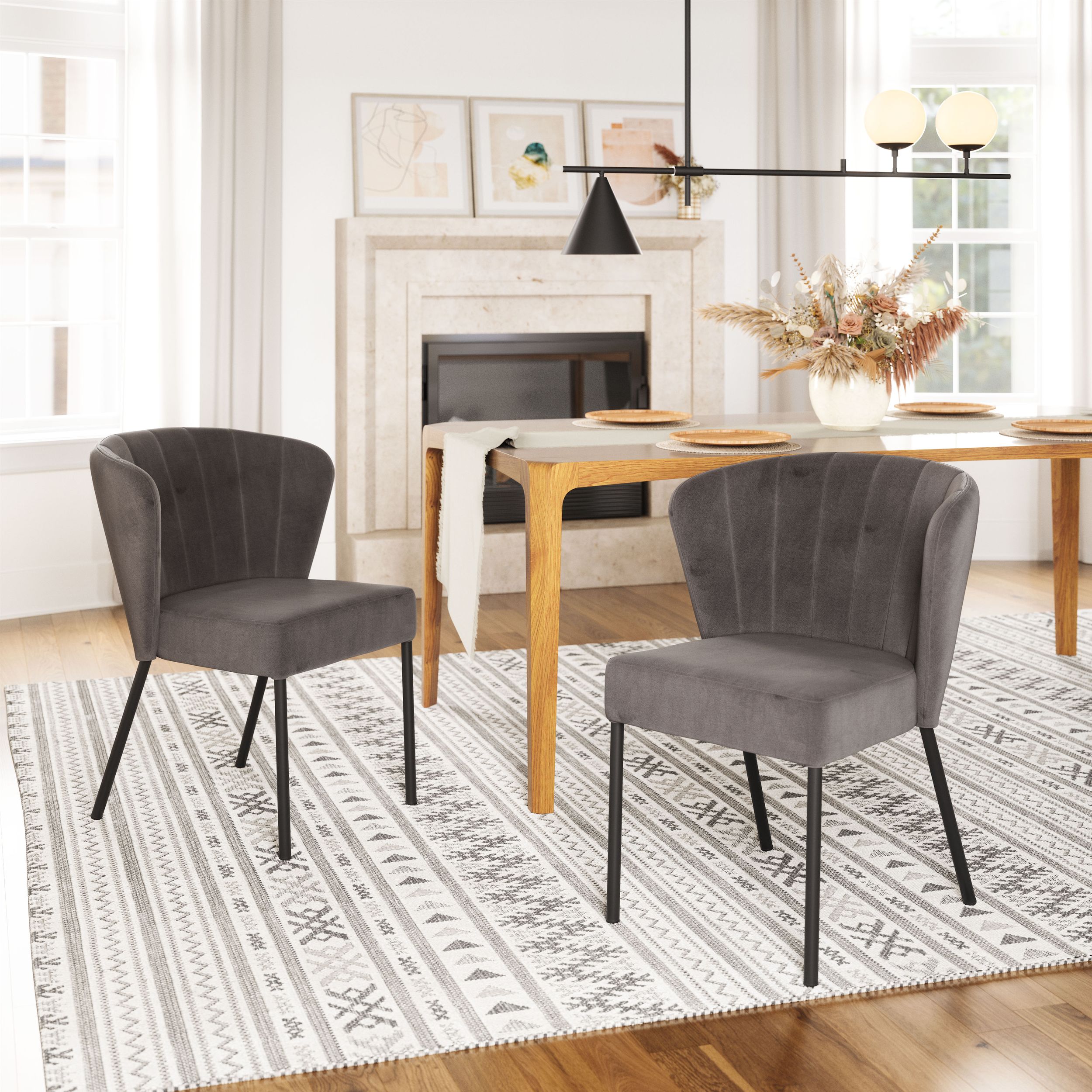 Aimee Velvet/Steel Dining Chair