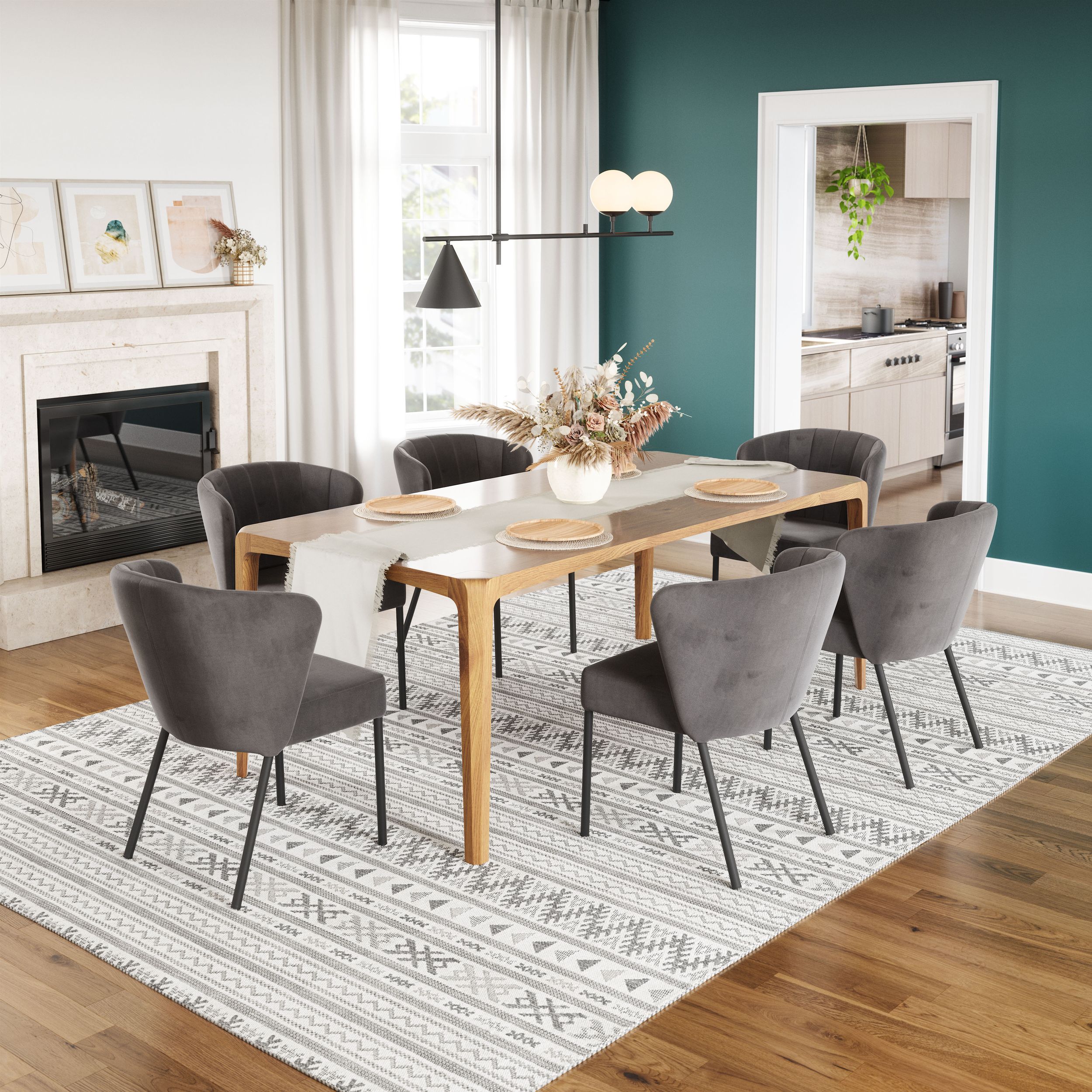 Aimee Velvet/Steel Dining Chair