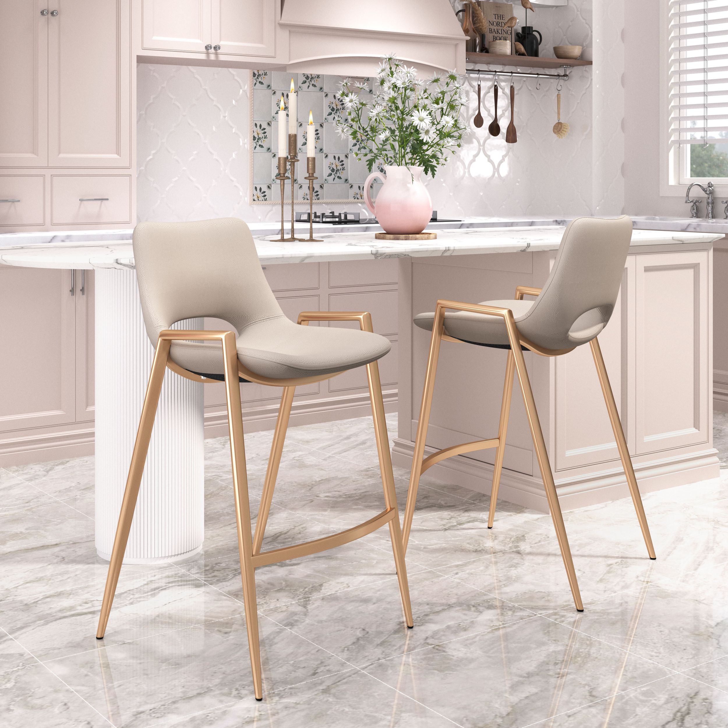 Desi Faux Leather/Steel Counter Stool