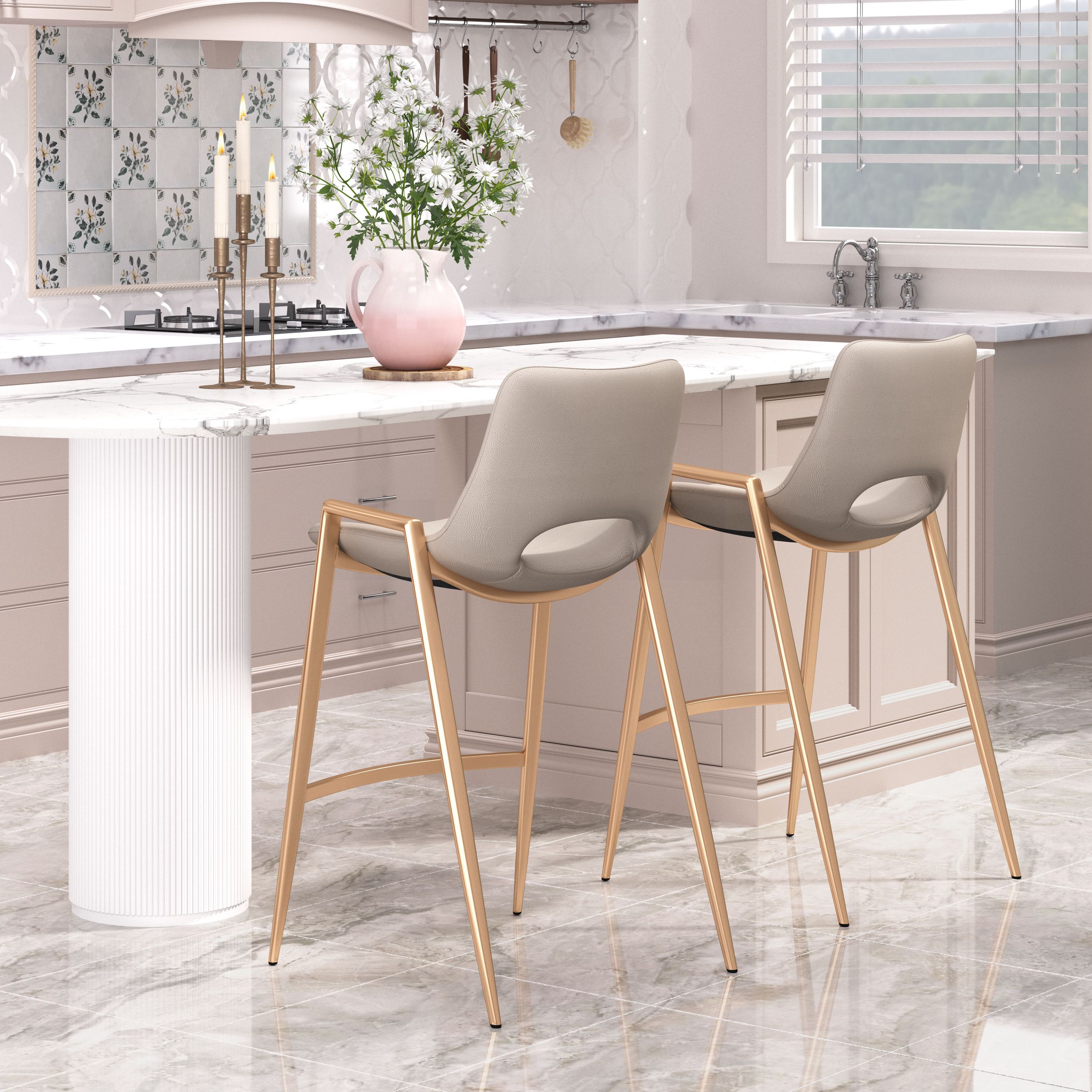 Desi Faux Leather/Steel Counter Stool