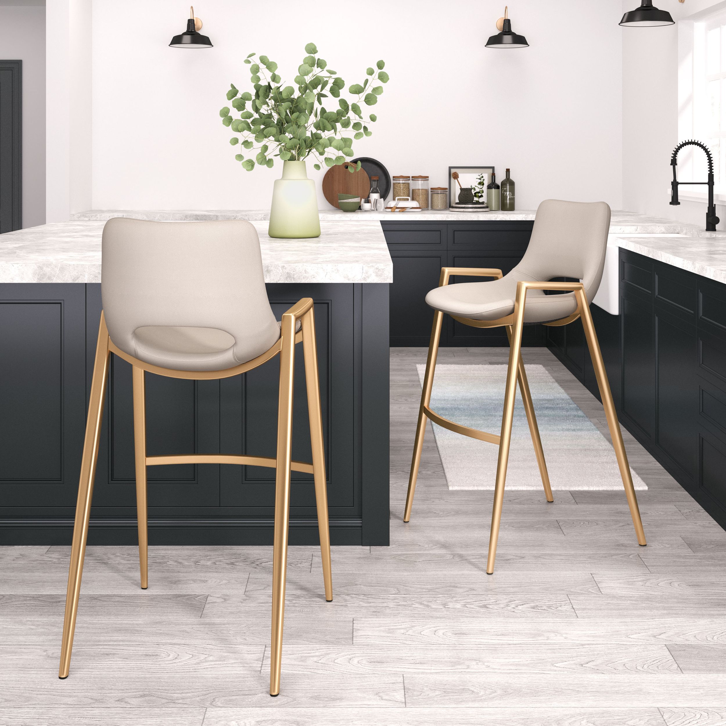 Desi Faux Leather/Steel Barstool