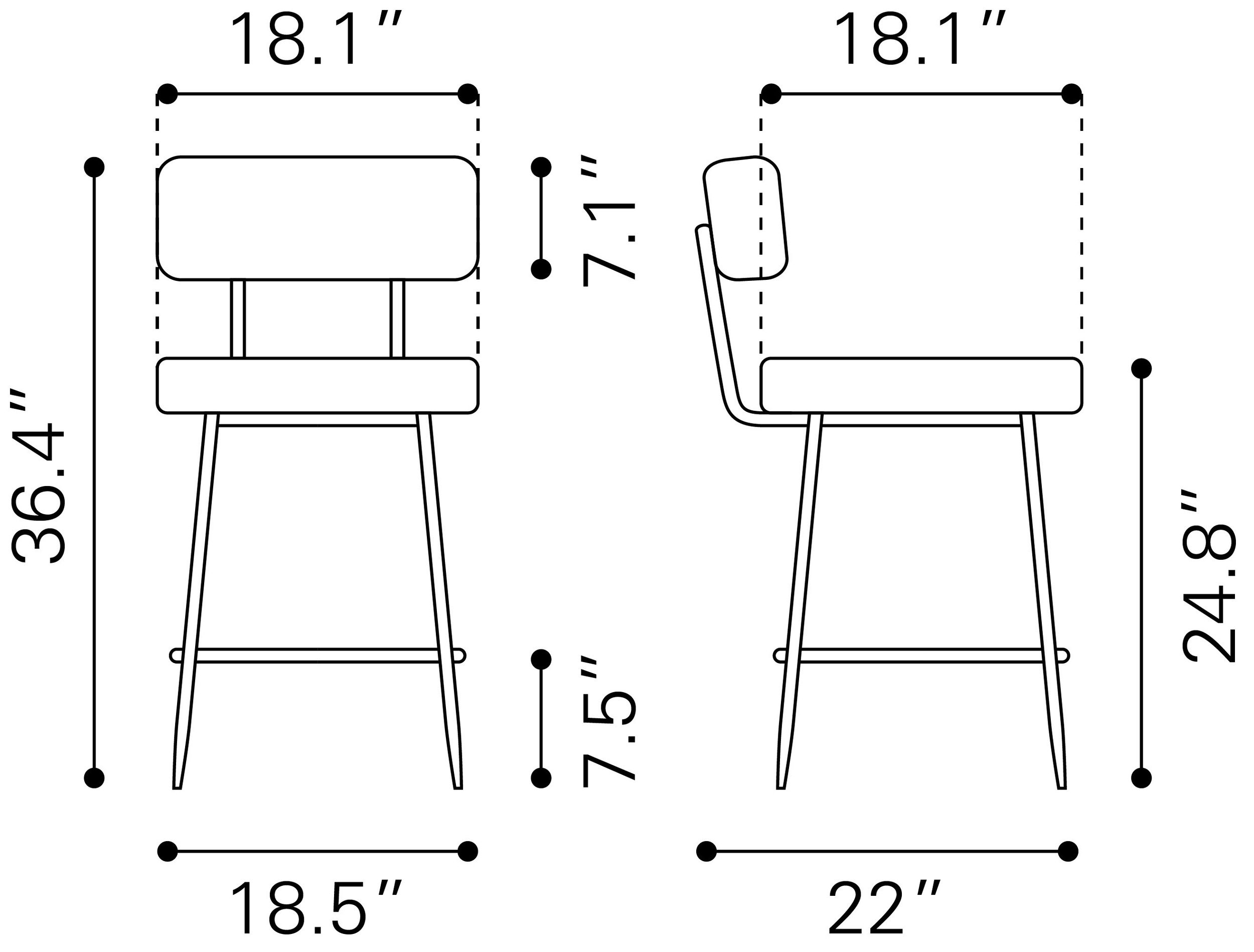 Blanca Polyester/Steel Counter Stool