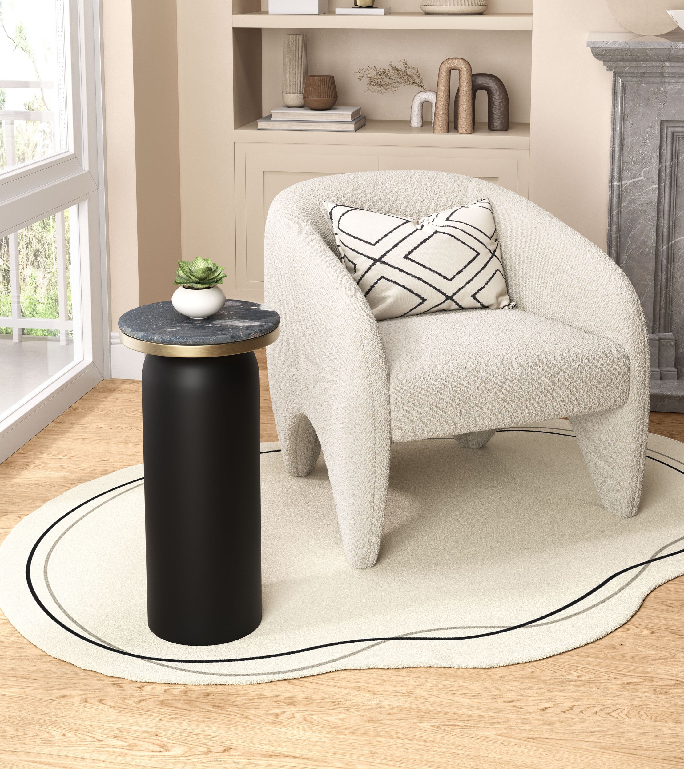 Luxor Round Marble/Iron Drink Table