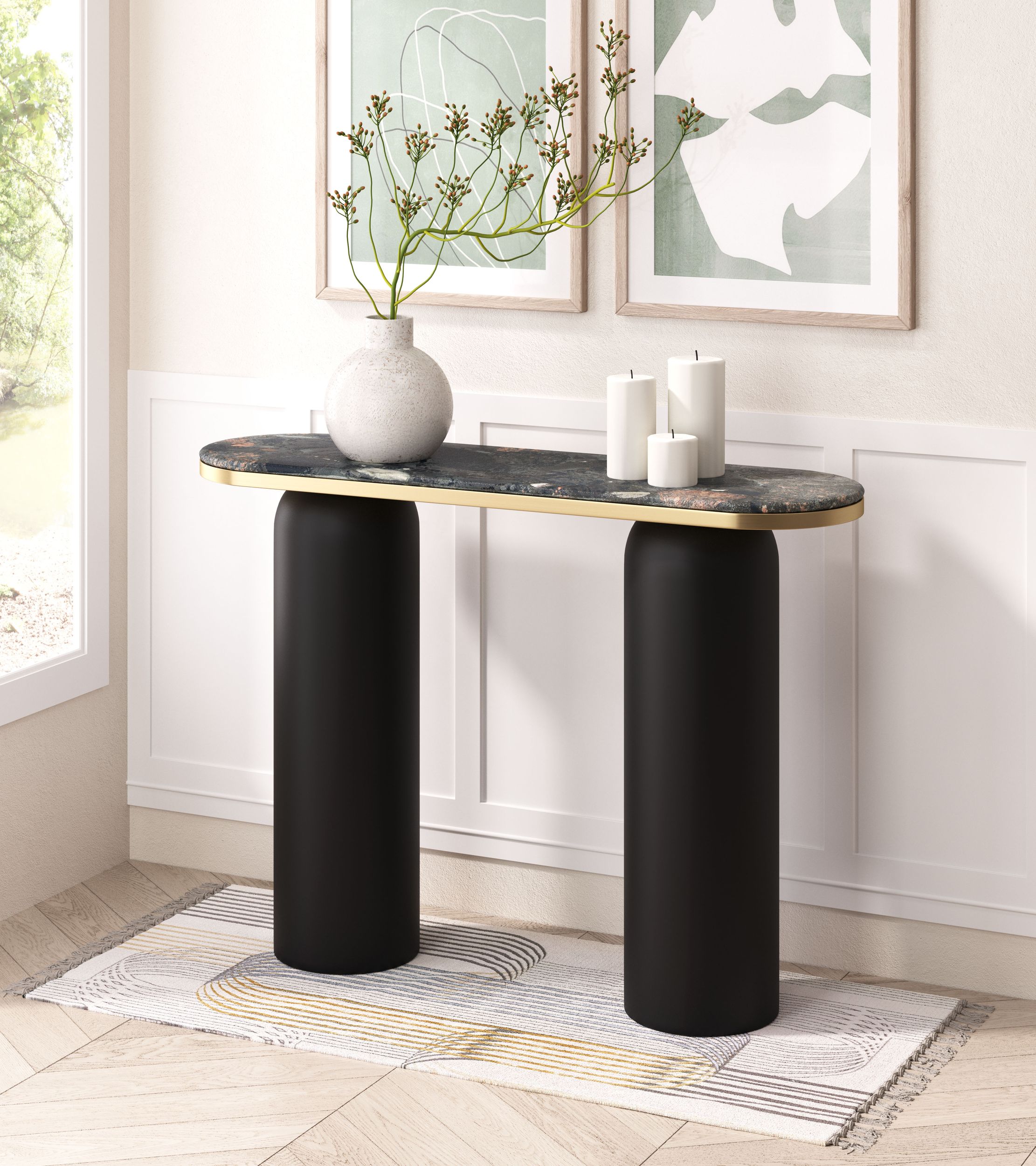 Luxor Marble/Iron Console Table