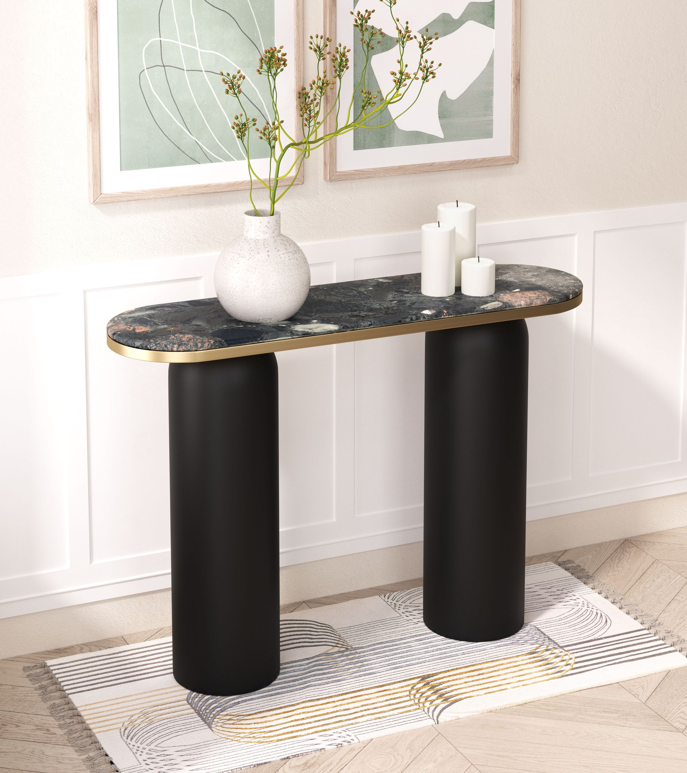 Luxor Marble/Iron Console Table