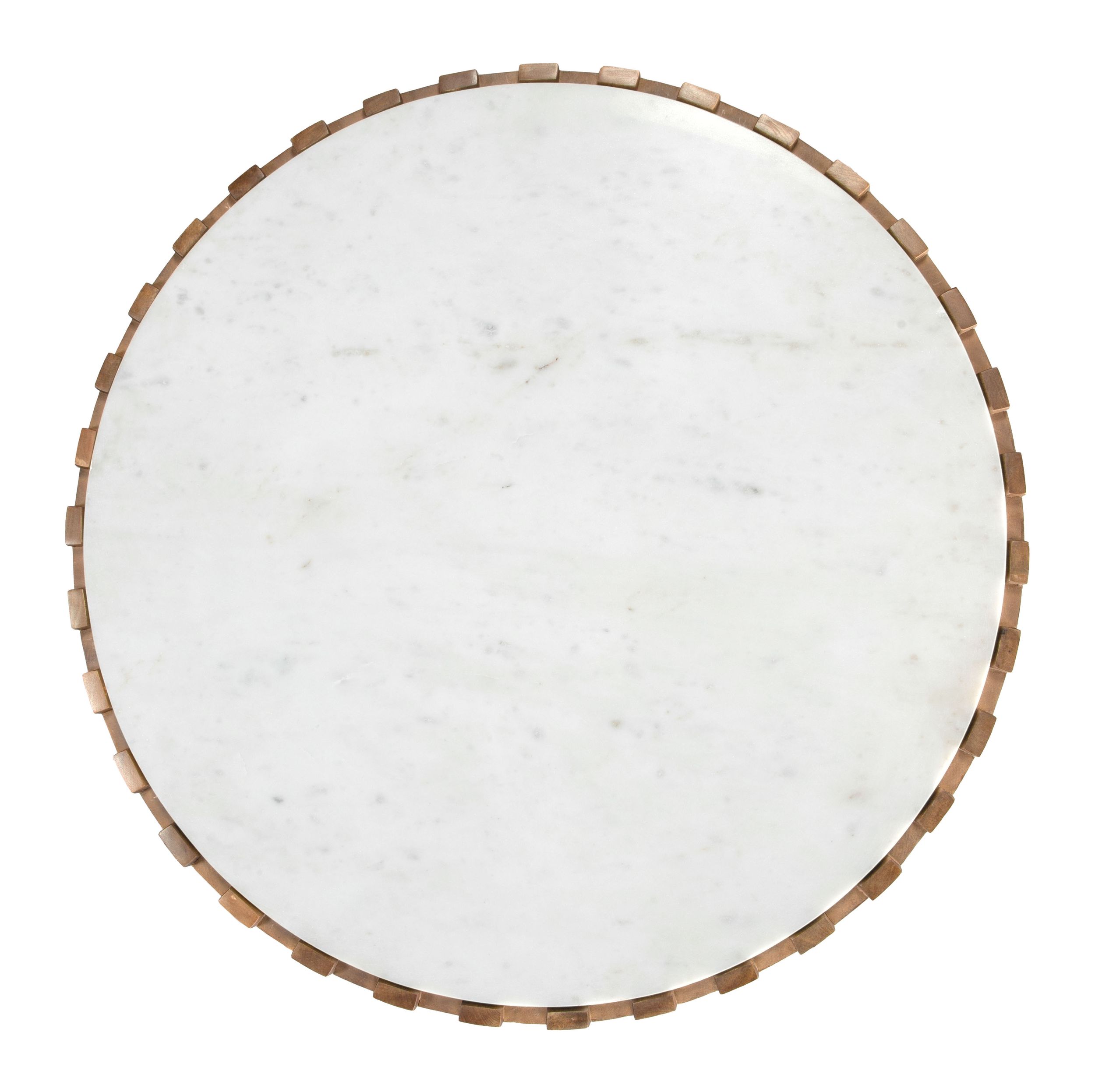 Bombay Round Marble/Wood/Iron Coffee Table