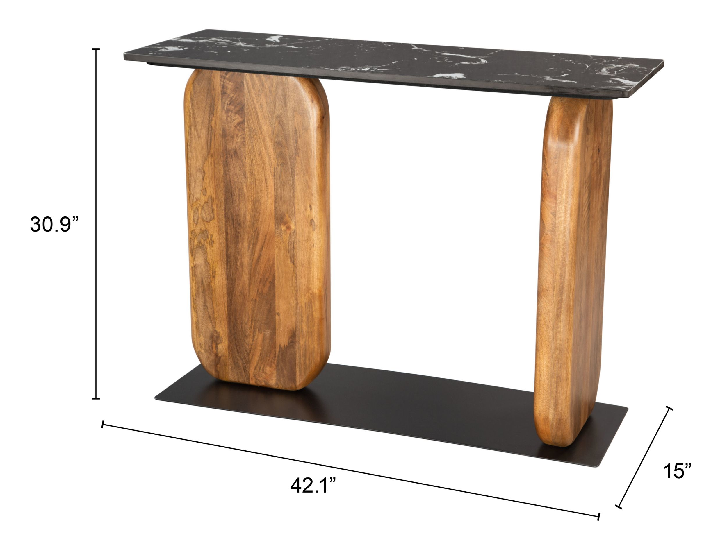 Pemba Marble/Wood/Iron Console Table