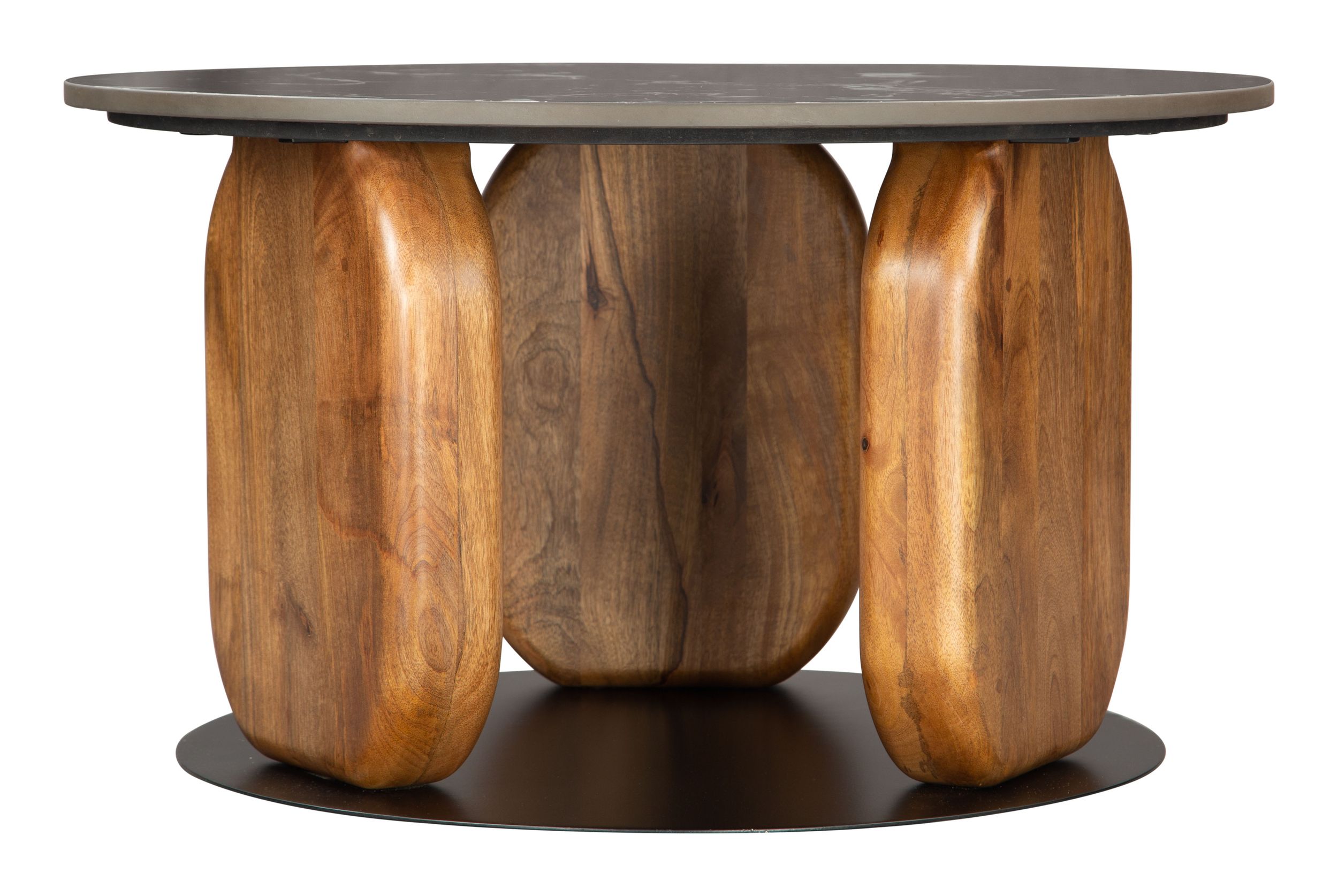 Pemba Round Marble/Wood/Iron Coffee Table