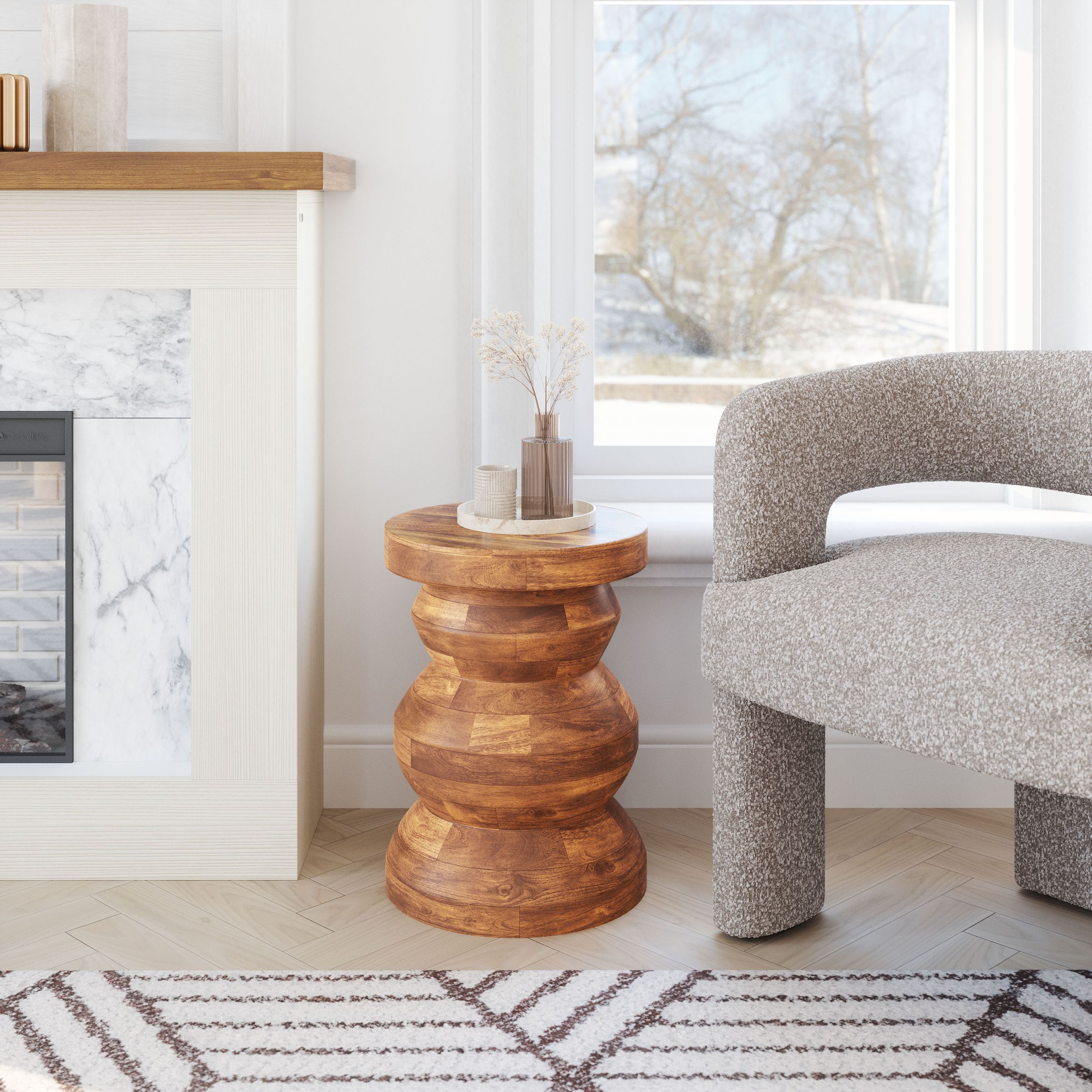 Kerala Round Wood Side Table
