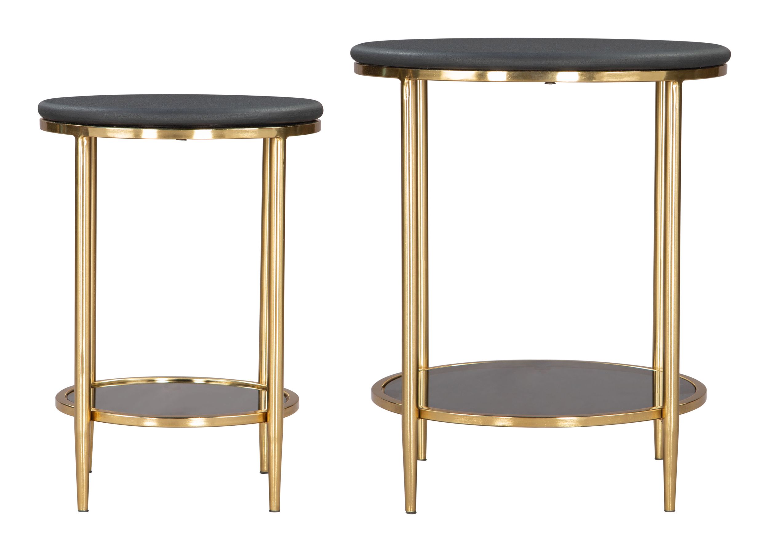 Koper Round Marble/Iron Coffee Table Set