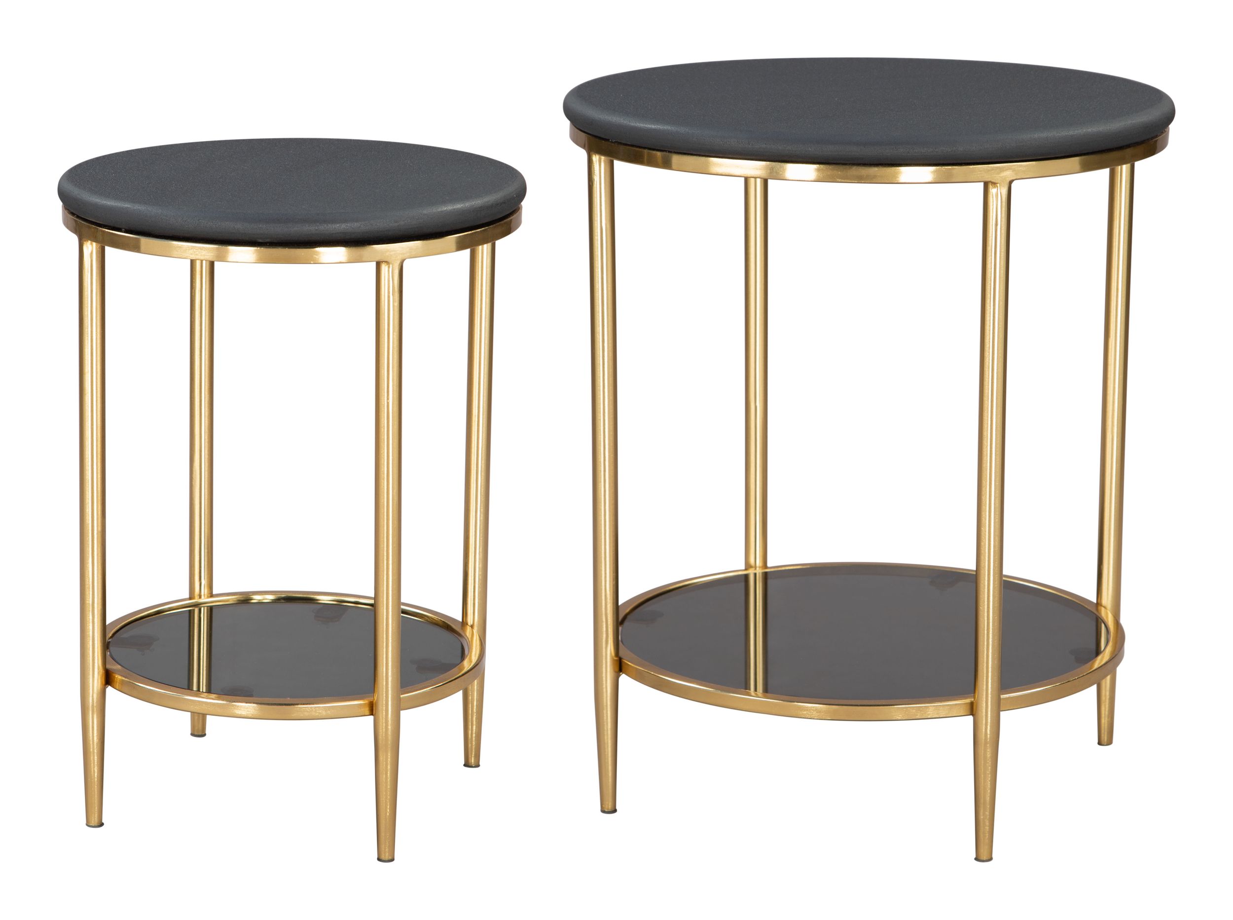 Koper Round Marble/Iron Coffee Table Set