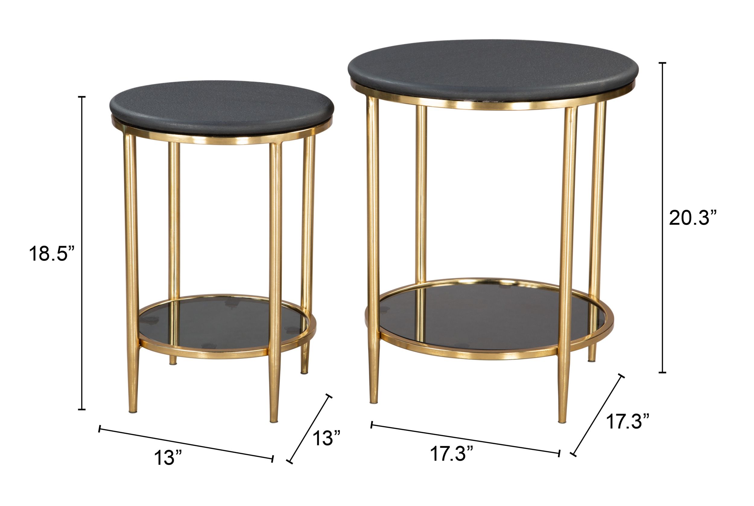 Koper Round Marble/Iron Coffee Table Set