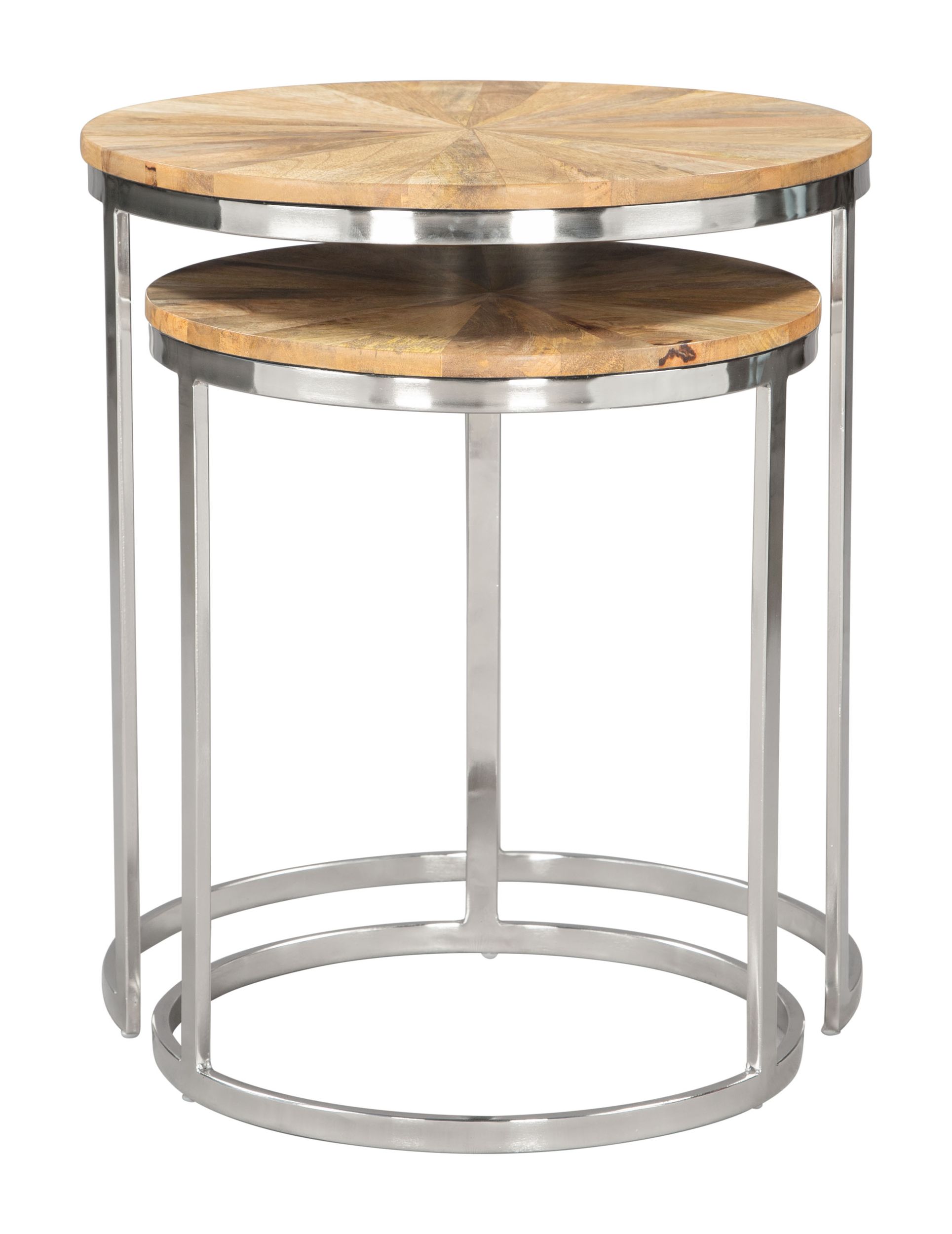 Bari Round Wood/Iron Nesting Table Set