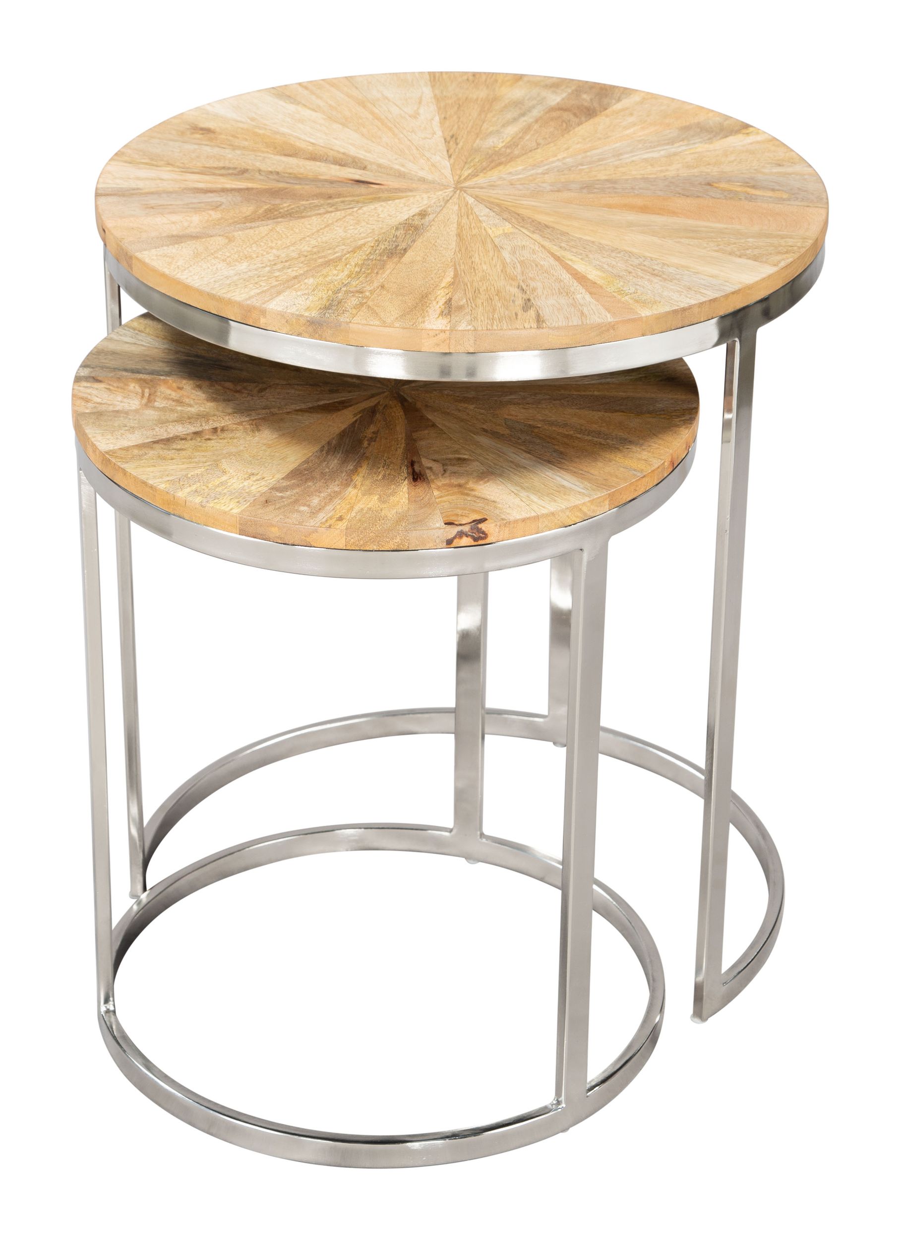 Bari Round Wood/Iron Nesting Table Set