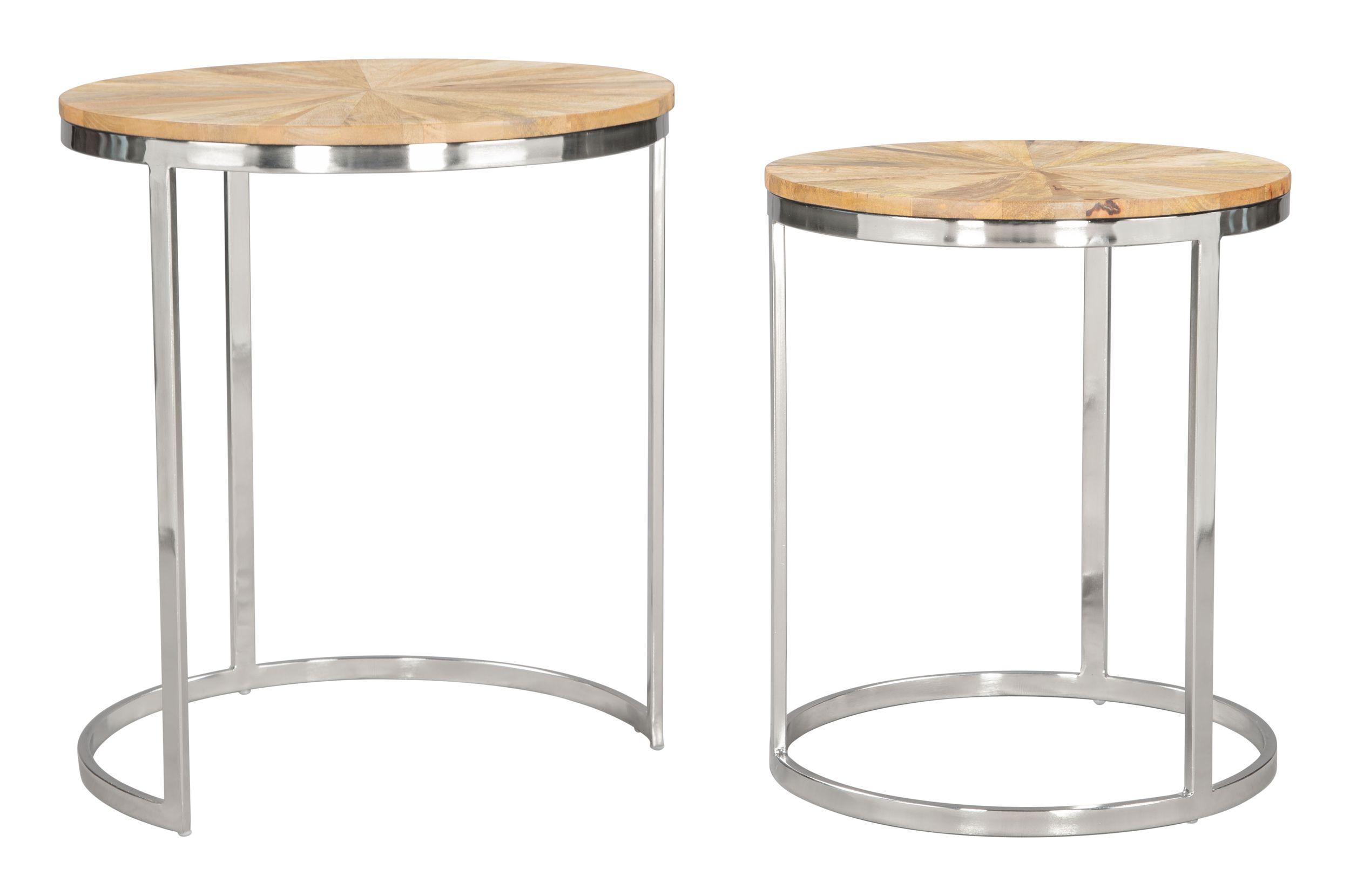 Bari Round Wood/Iron Nesting Table Set