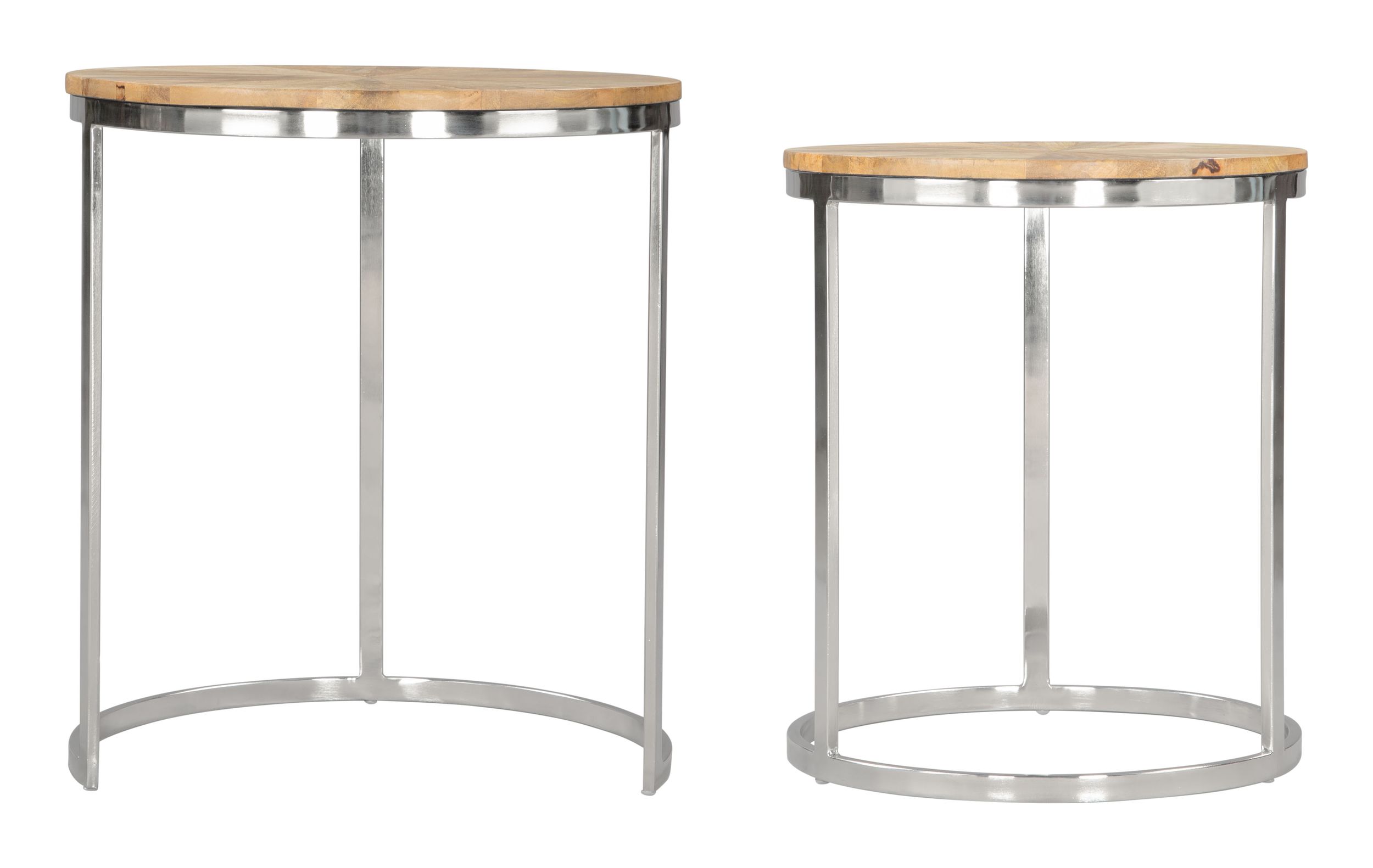 Bari Round Wood/Iron Nesting Table Set