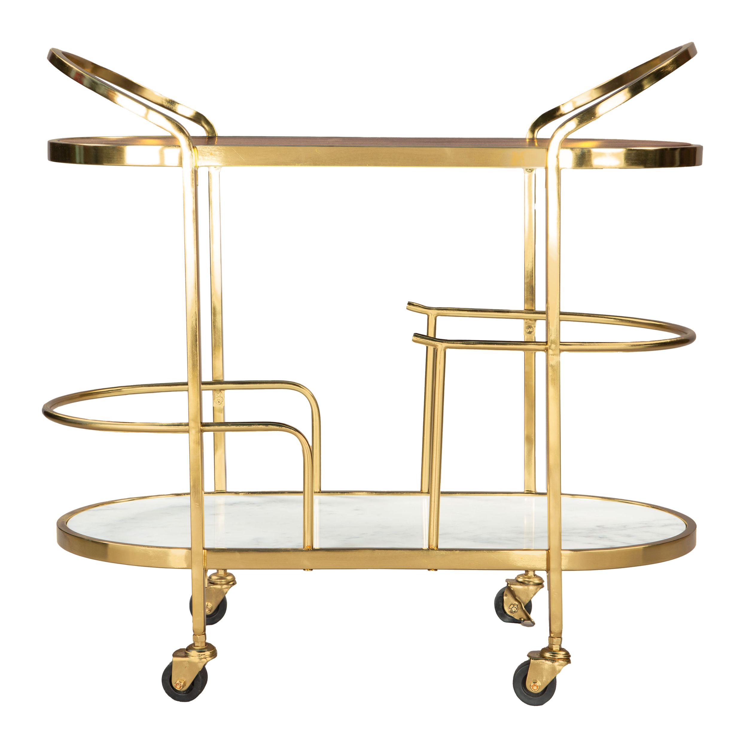 Antalya Wood/Marble/Iron Bar Cart